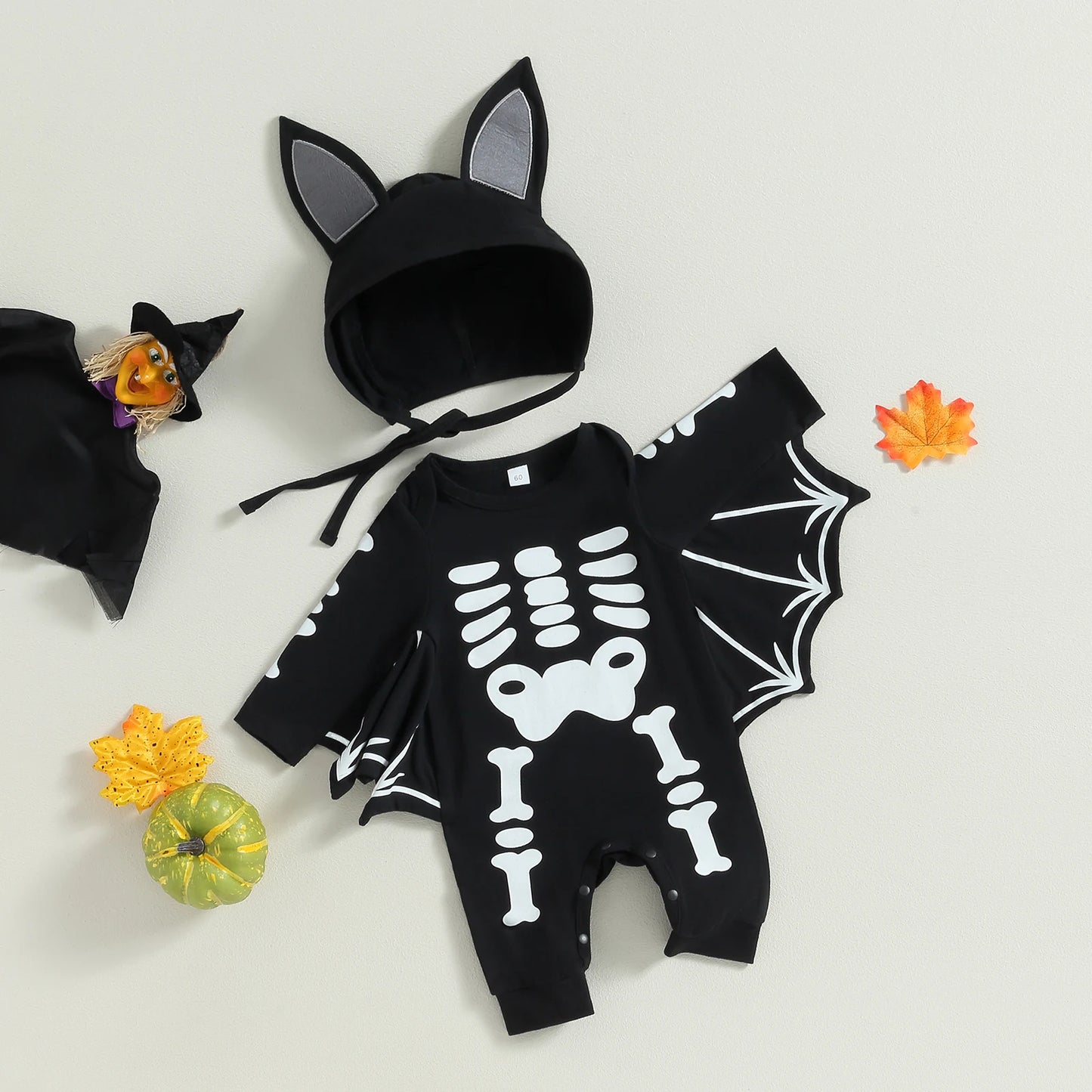 Halloween Baby Boy Bat Jumpsuit Newborn Infant Toddler Romper Long Sleeve Playsuit Costumes 0-24M