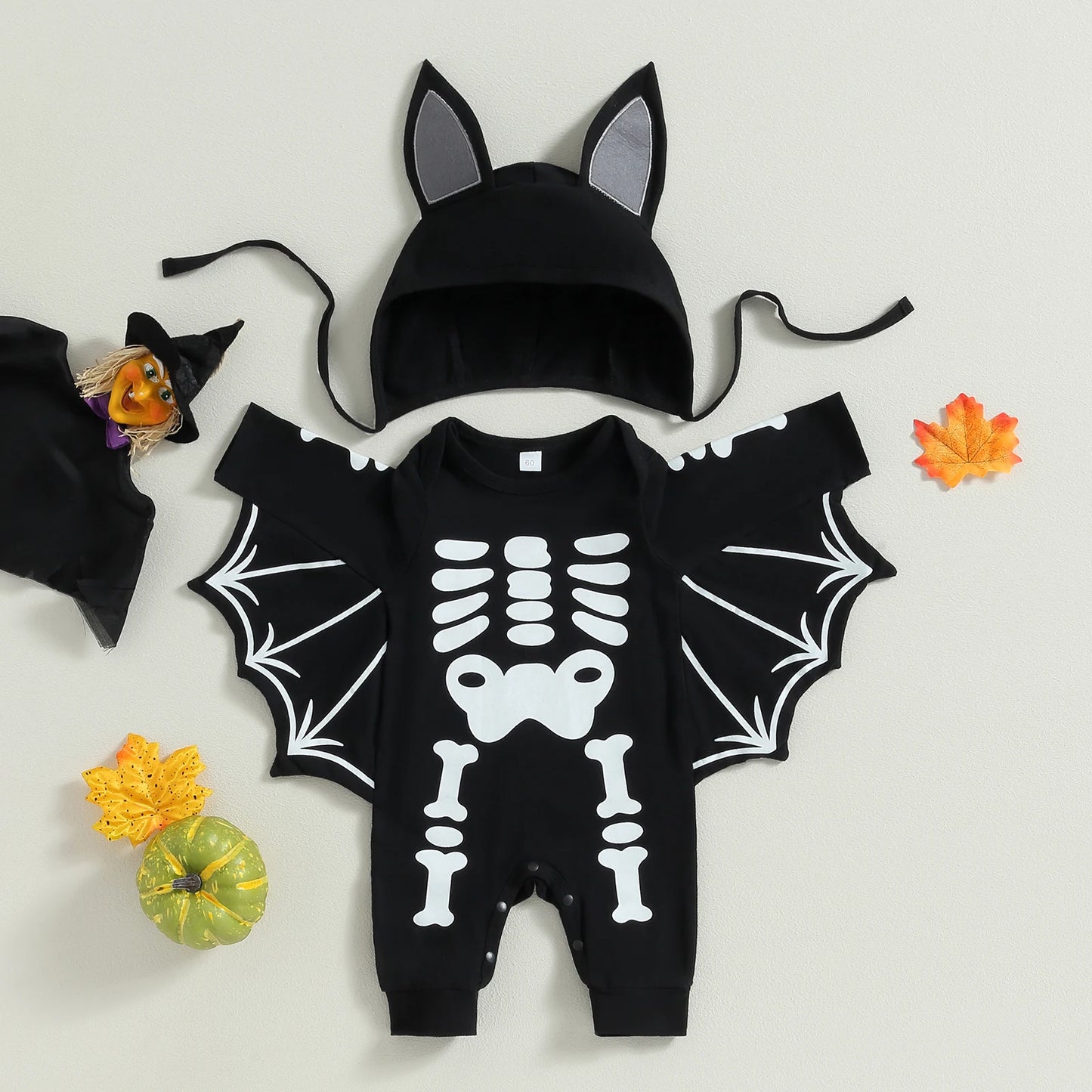 Halloween Baby Boy Bat Jumpsuit Newborn Infant Toddler Romper Long Sleeve Playsuit Costumes 0-24M