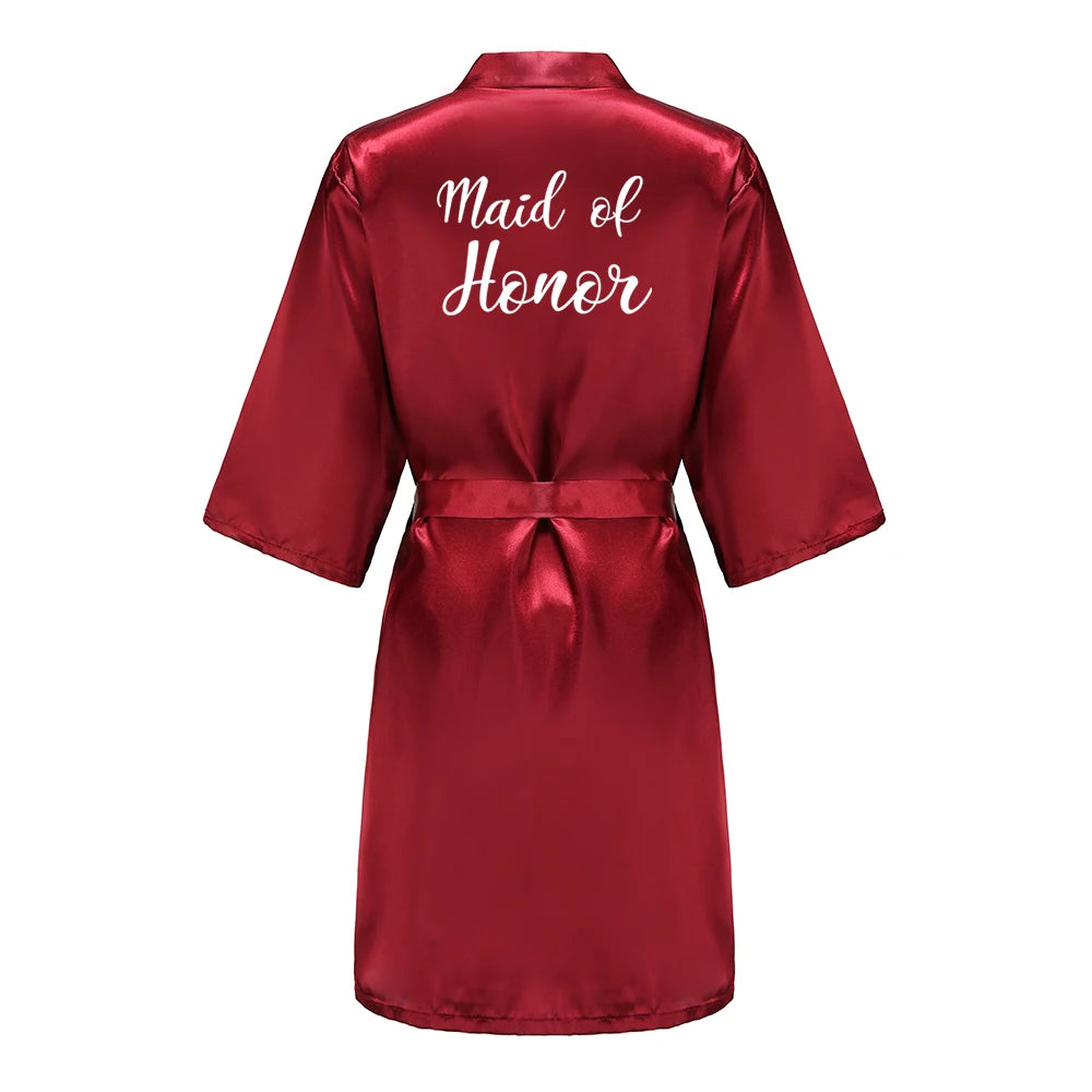 Wedding Bride Bridesmaid Bathrobes Dressing Gown Women Bathrobe Night Pajama Short Sleepwear Women Bride Kimono