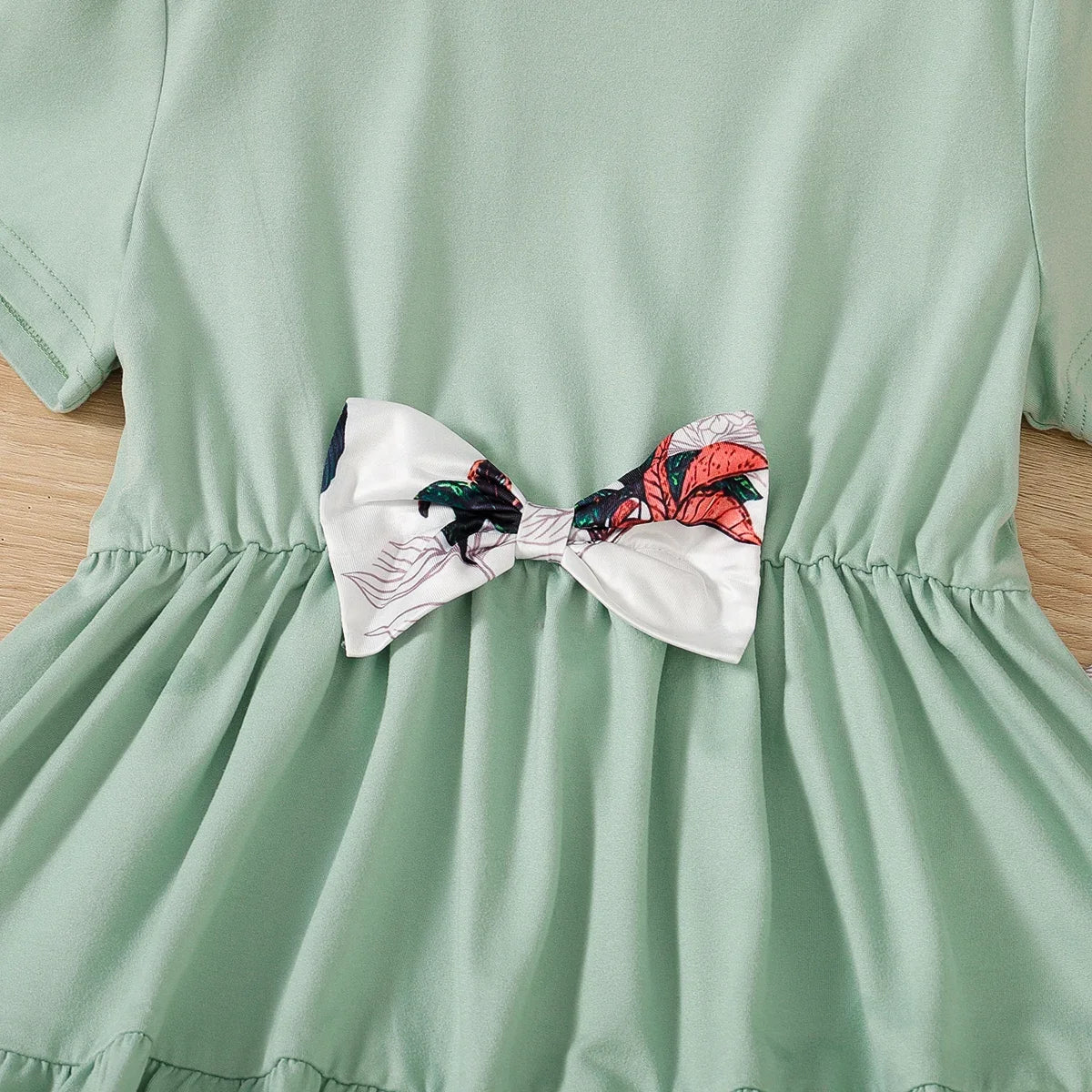 Kid Girl Bow Front Peplum Top and Plant Floral Pants Set Soft and Comfortable  Perfect for Outings and Daily Wear 2pcs