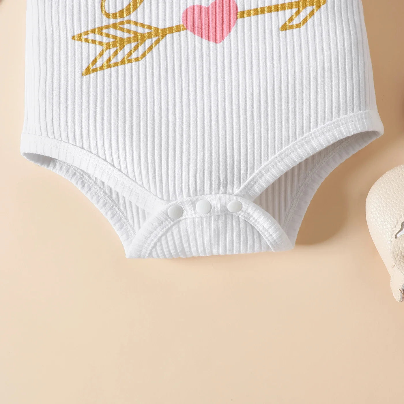 Baby Girl 95% Cotton Letter Print Ribbed Bodysuit and Shorts and Bow Headband Set Soft and Comfortable 3pcs