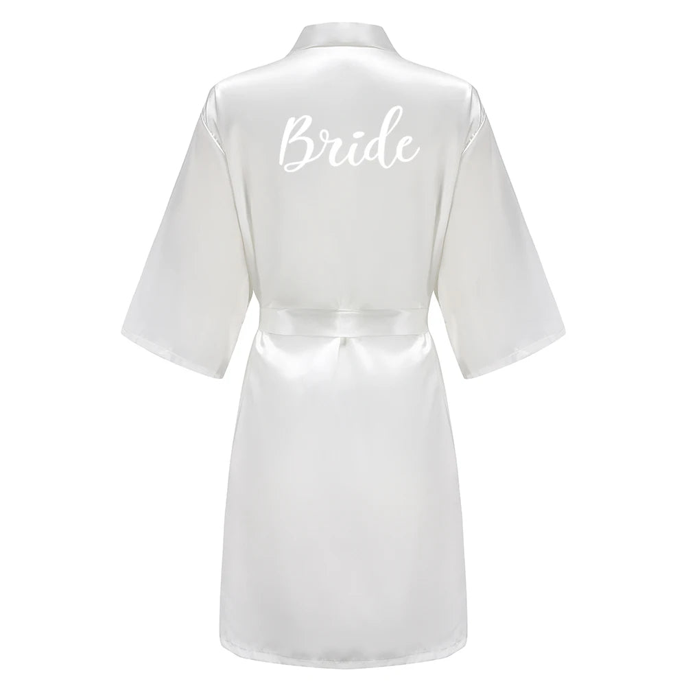 New Bridesmaid Robes Sister Mother of The Bride Kimono Wedding Best Gift White Writing Bridal Party Bathrobe