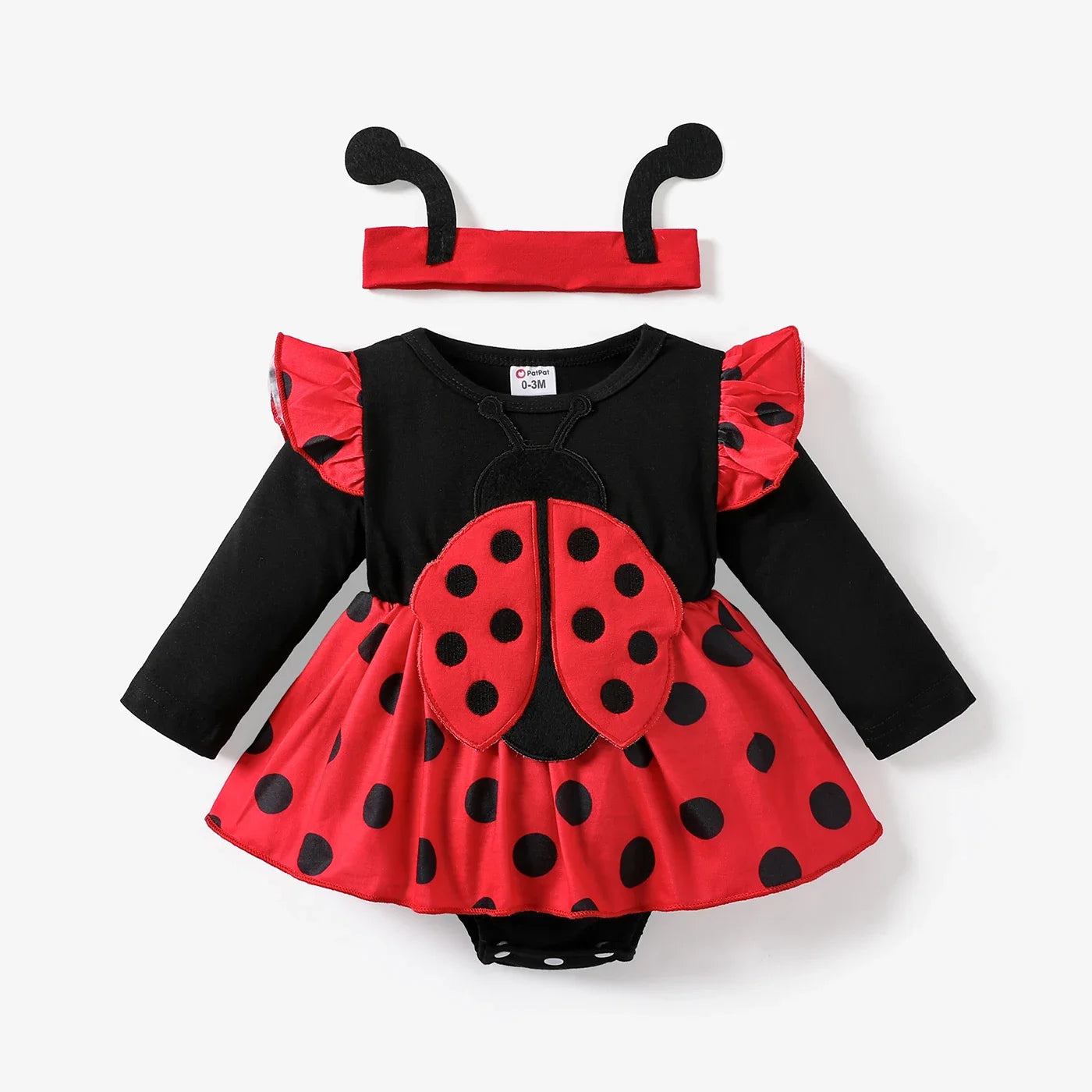 Baby Girls Childlike Polka Dot Ladybug Romper Set  Casual/Outdoor Soft and Comfortable  Perfect for Outings 2PCS