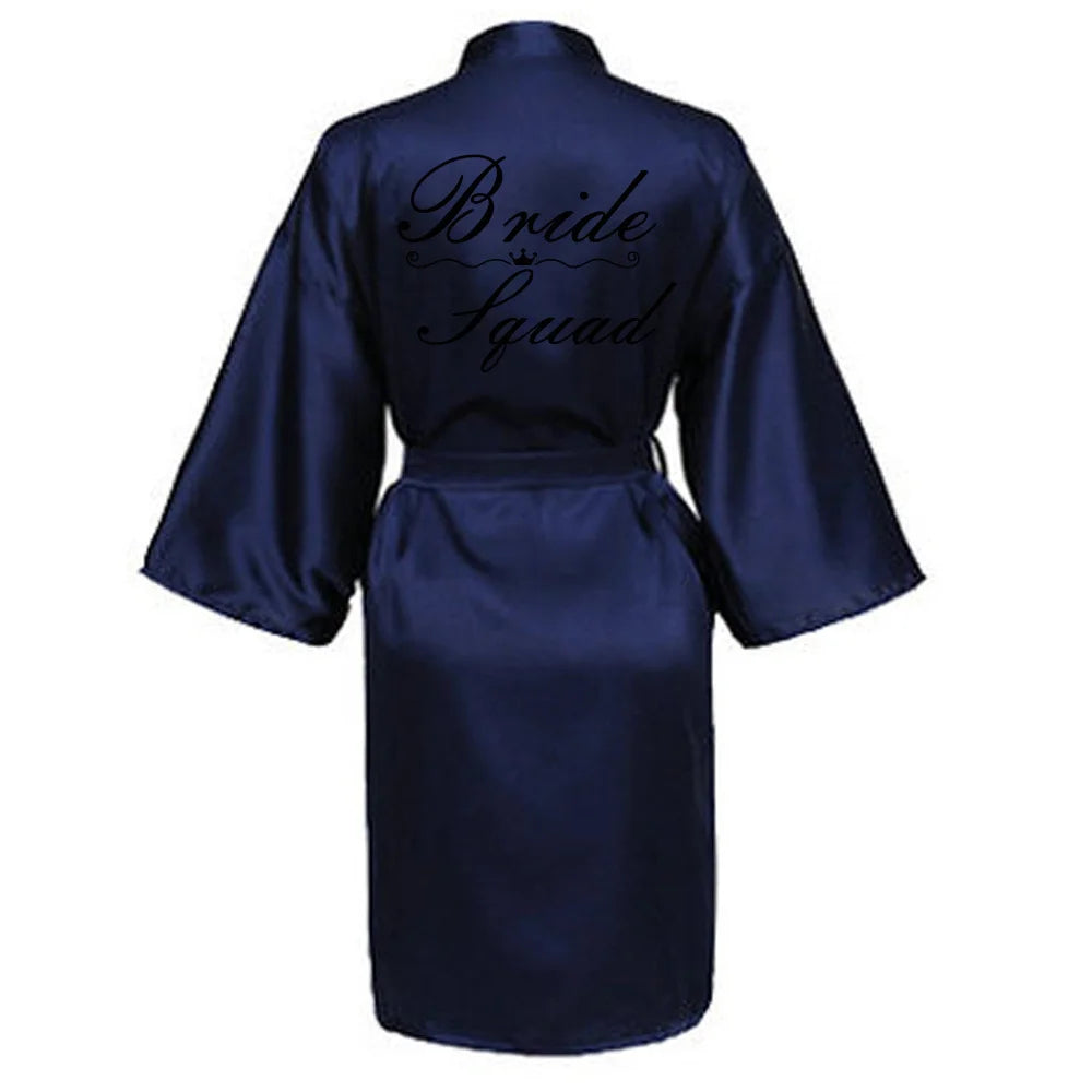 Women Silk Satin Short Night Printing Robe Kimono Robe Fashion Bath Robe Bathrobe Femme Wedding Bride Bridesmaid RobeZK09