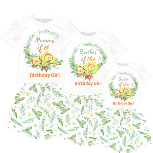 Personalised Snail Matching Birthday Shirt and Short Sets