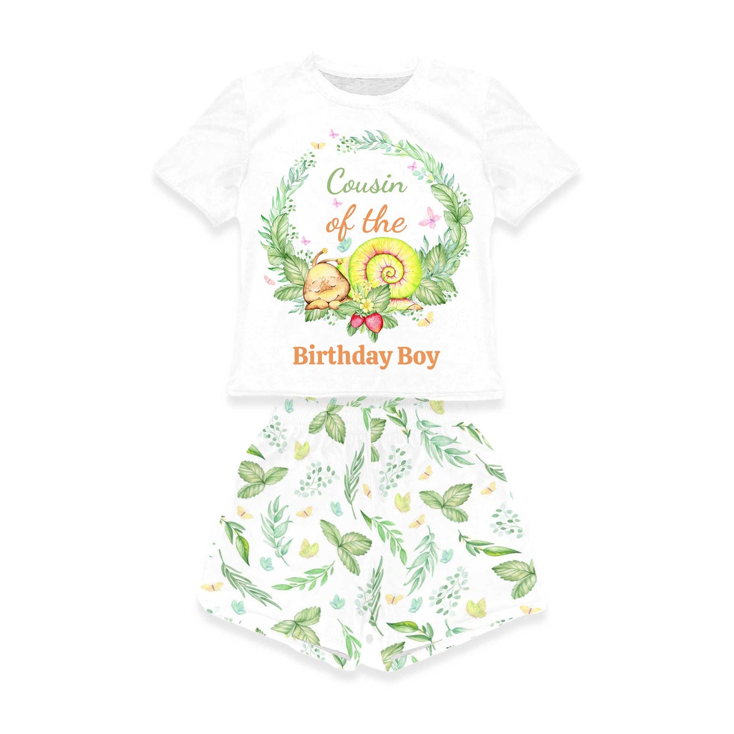 Personalised Snail Matching Birthday Shirt and Short Sets