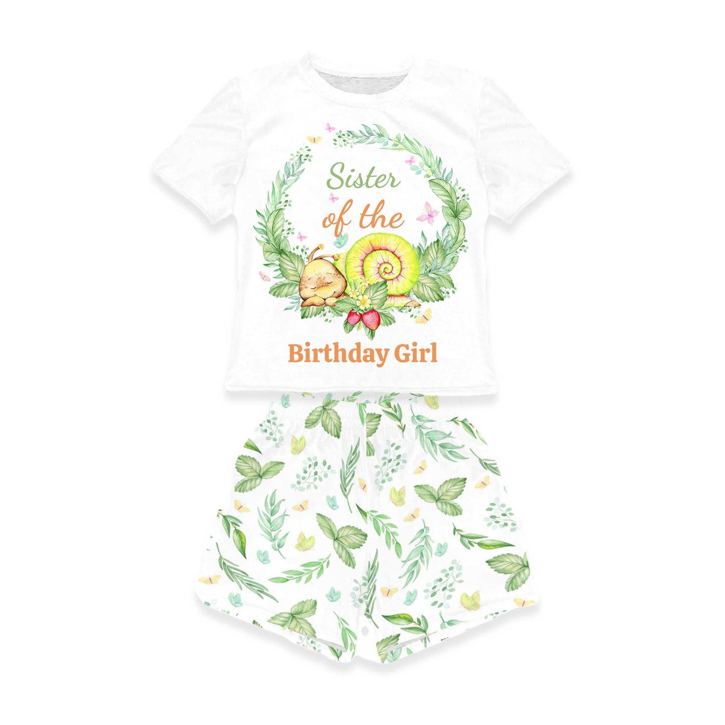 Personalised Snail Matching Birthday Shirt and Short Sets