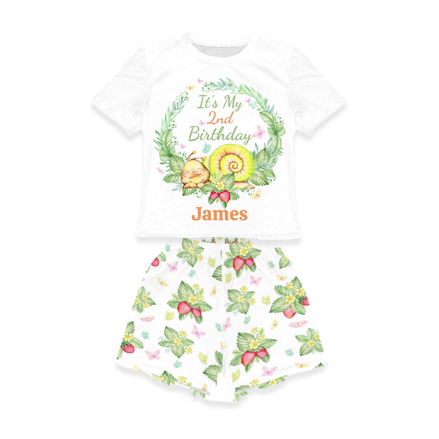 Personalised Snail Matching Birthday Shirt and Short Sets