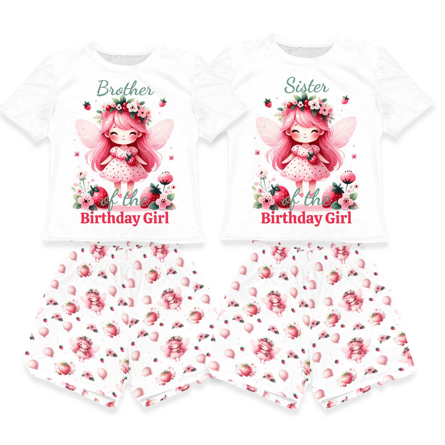 Personalised Strawberry Fields Matching Birthday Shirt and Short Sets