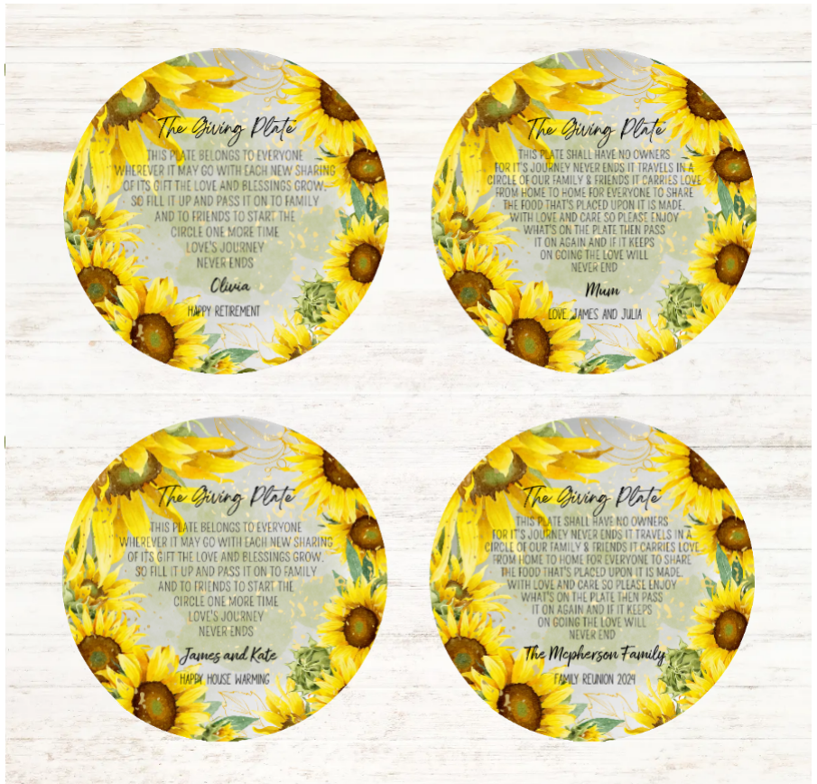 Sunflower Personalised The Giving Plate