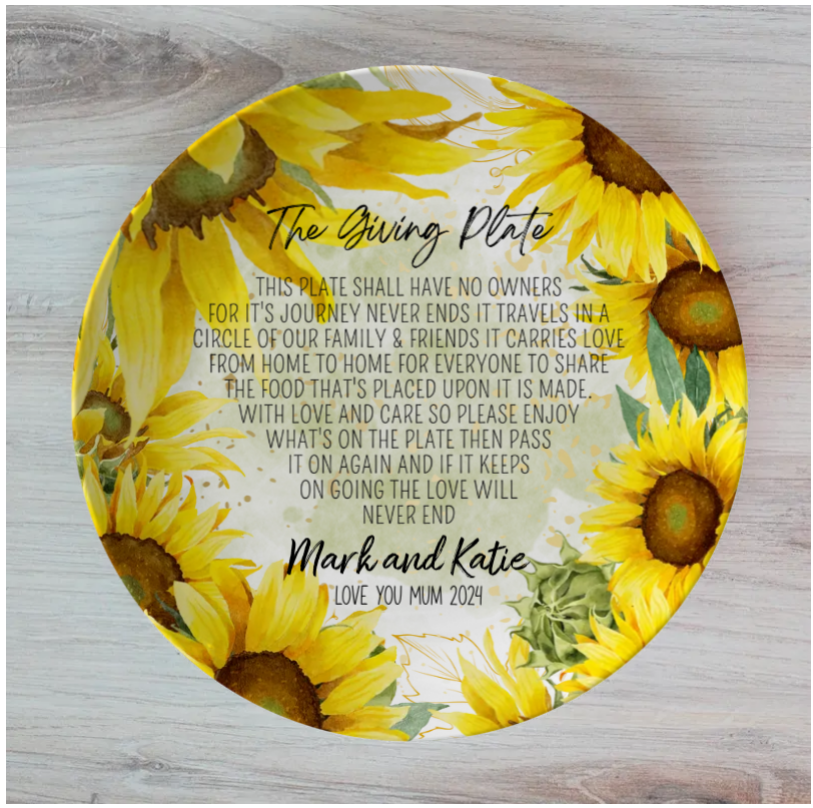 Sunflower Personalised The Giving Plate