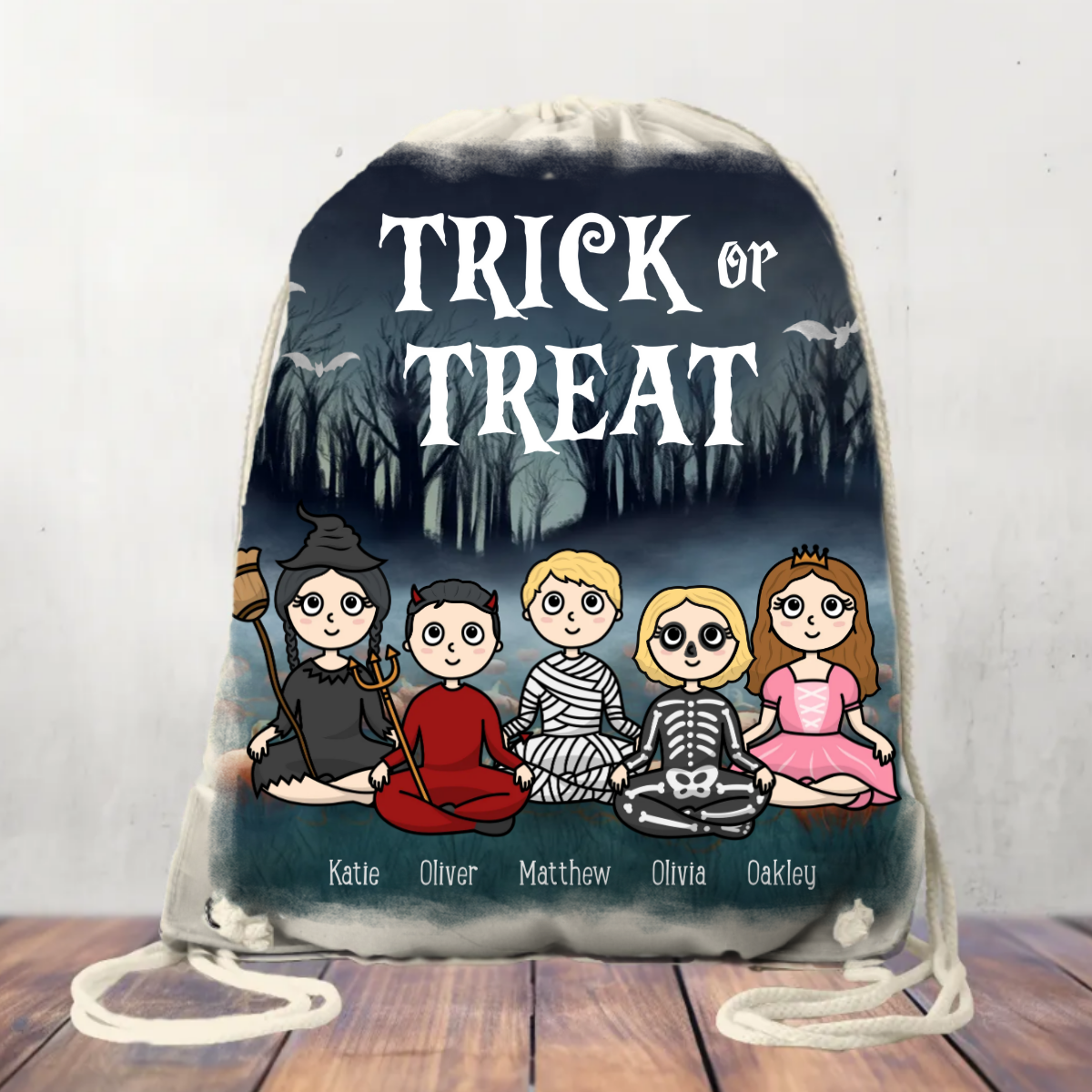 Canvas Drawstring Bag Halloween Trick or Treat