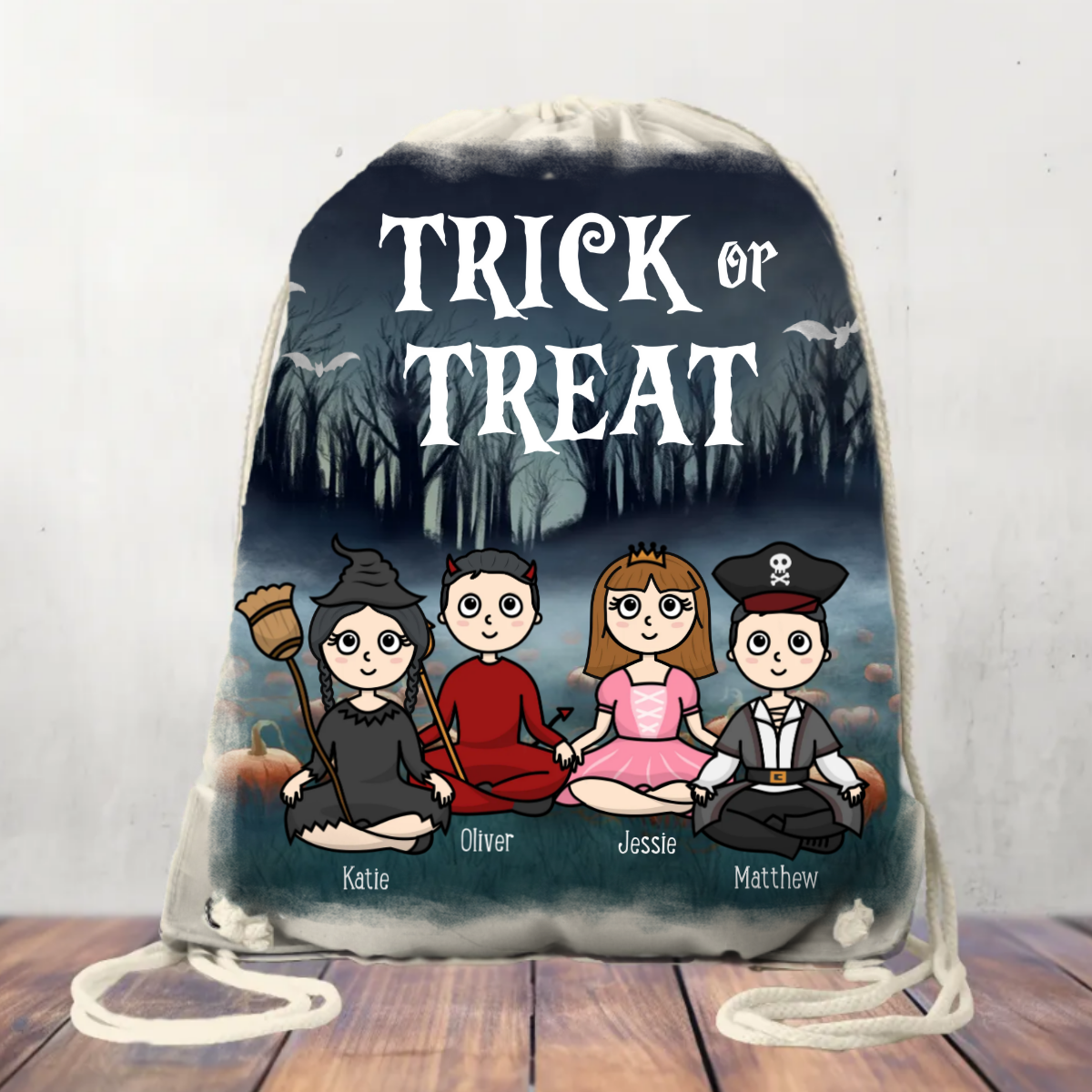 Canvas Drawstring Bag Halloween Trick or Treat