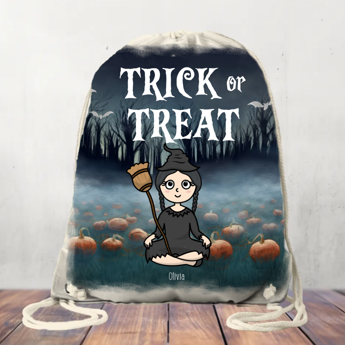 Canvas Drawstring Bag Halloween Trick or Treat