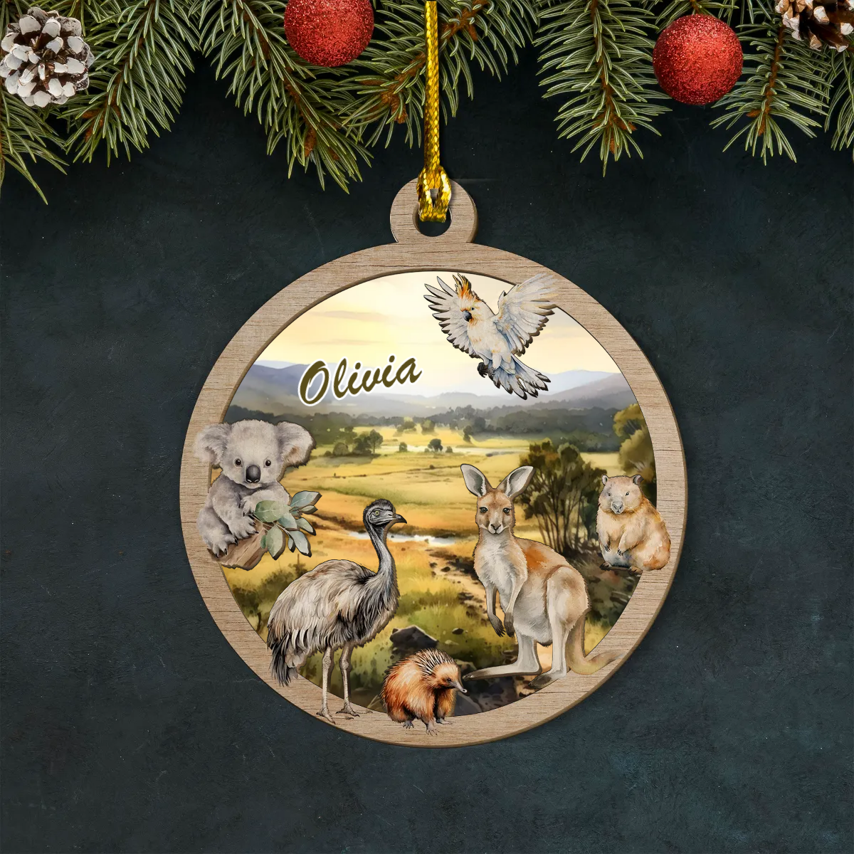 Australian Animals Layered Wooden Personalised Ornament