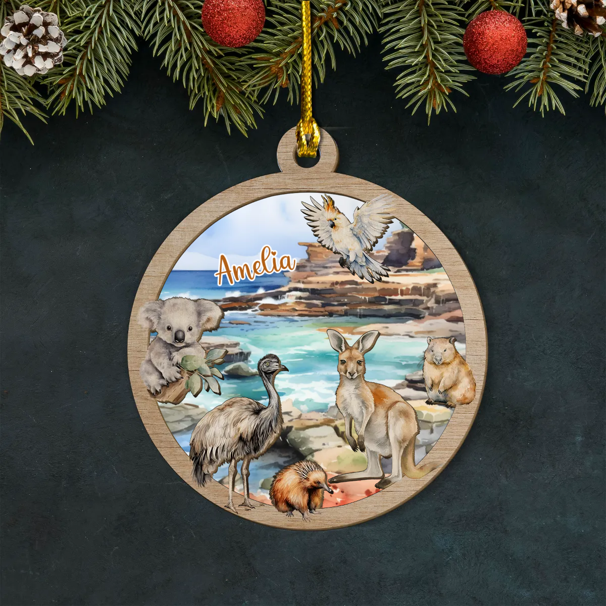 Australian Animals Layered Wooden Personalised Ornament