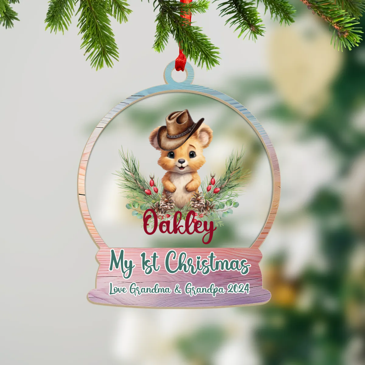 Wood and Acrylic Personalised Ornament Australian Animals