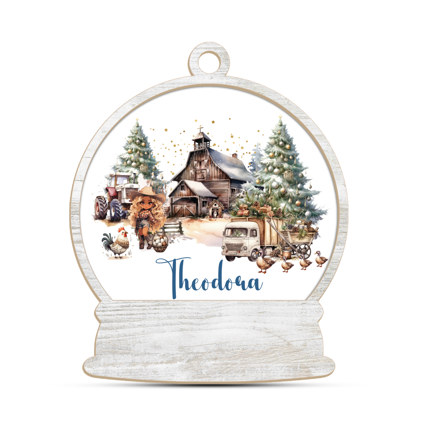 Wood and Acrylic Ornament Personalised Country Christmas