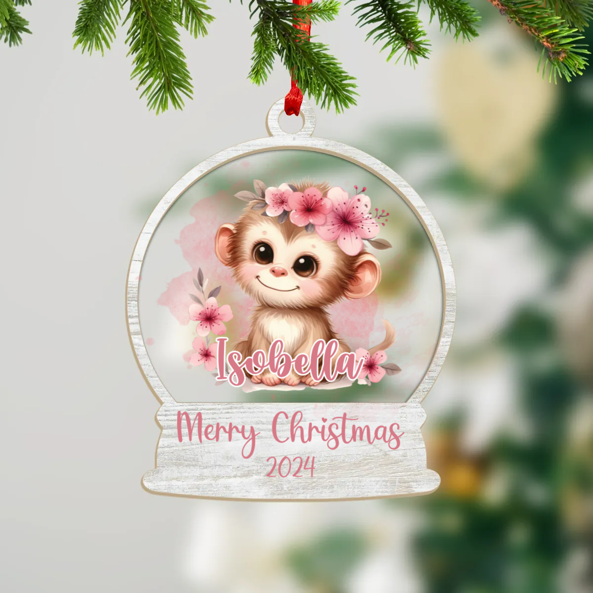 Wood and Acrylic Ornament Monkey