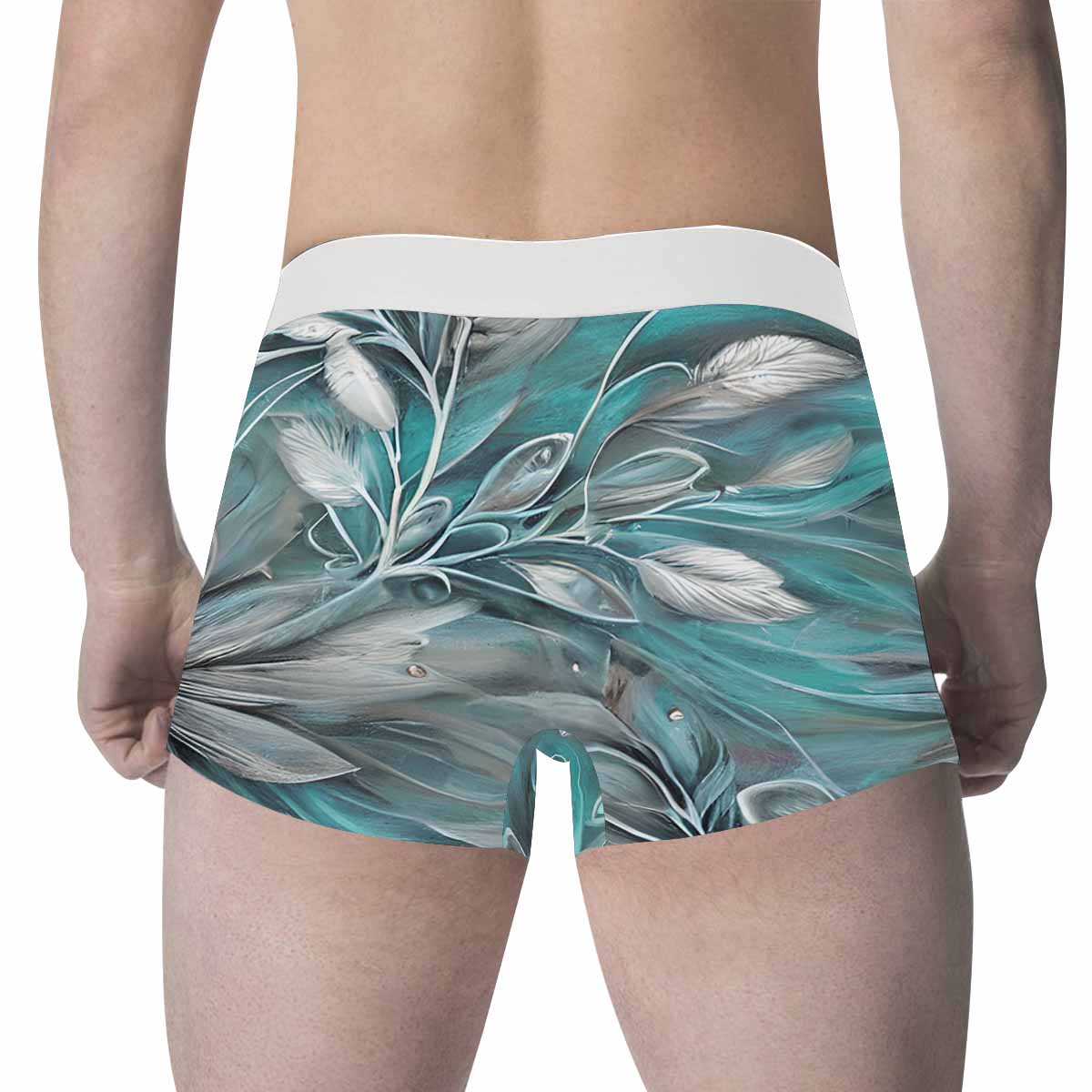 Green Elegant Large Print Floral Men's All Over Print Boxer Briefs (Made In AUS)