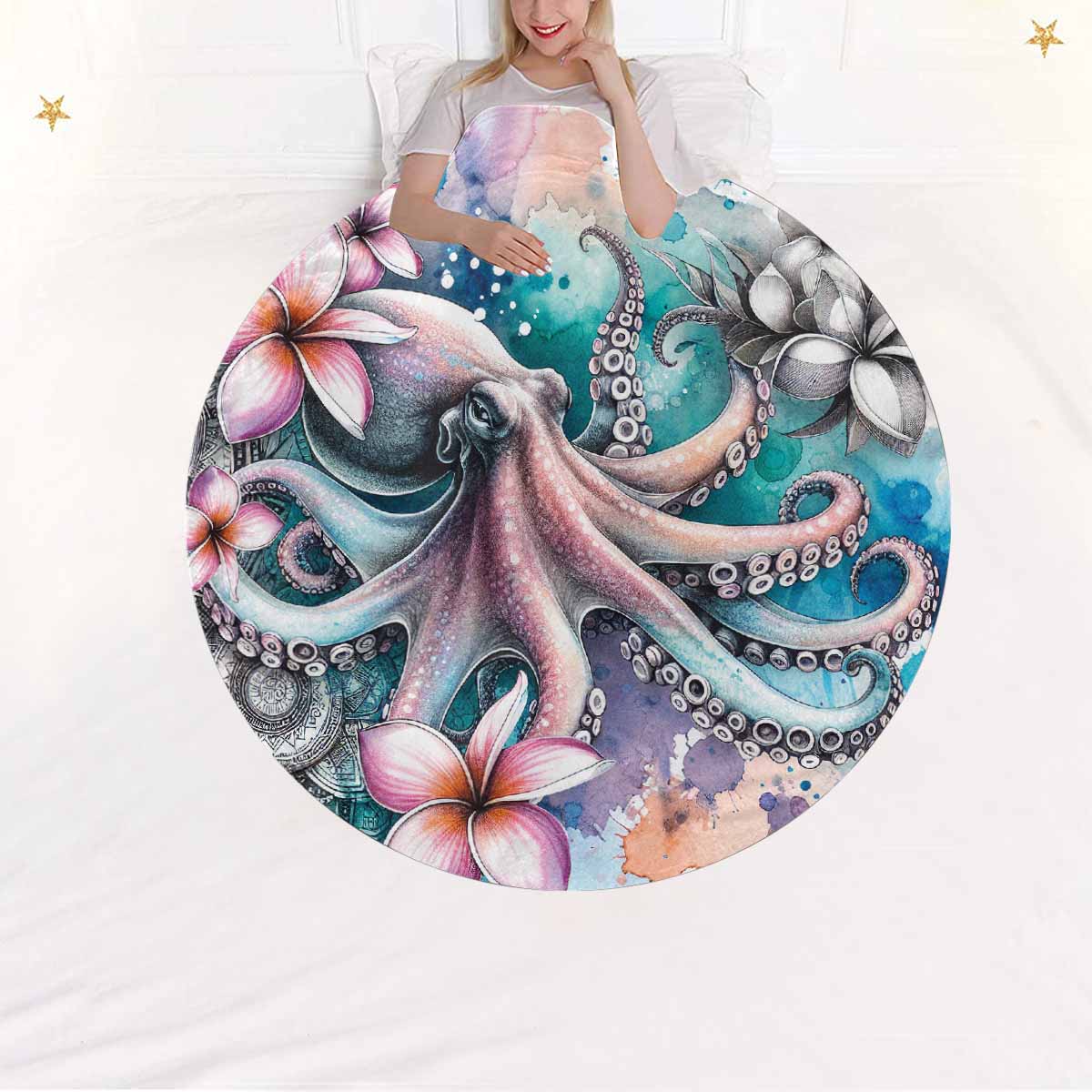 Sea_Animals_Octapus_Awd35199  Circular Micro Fleece Blanket 60"