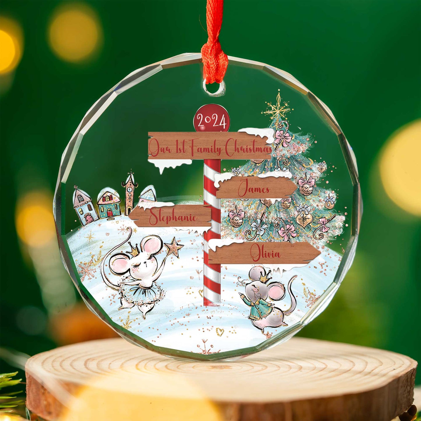 Personalised North Pole Christmas Glass Ornament