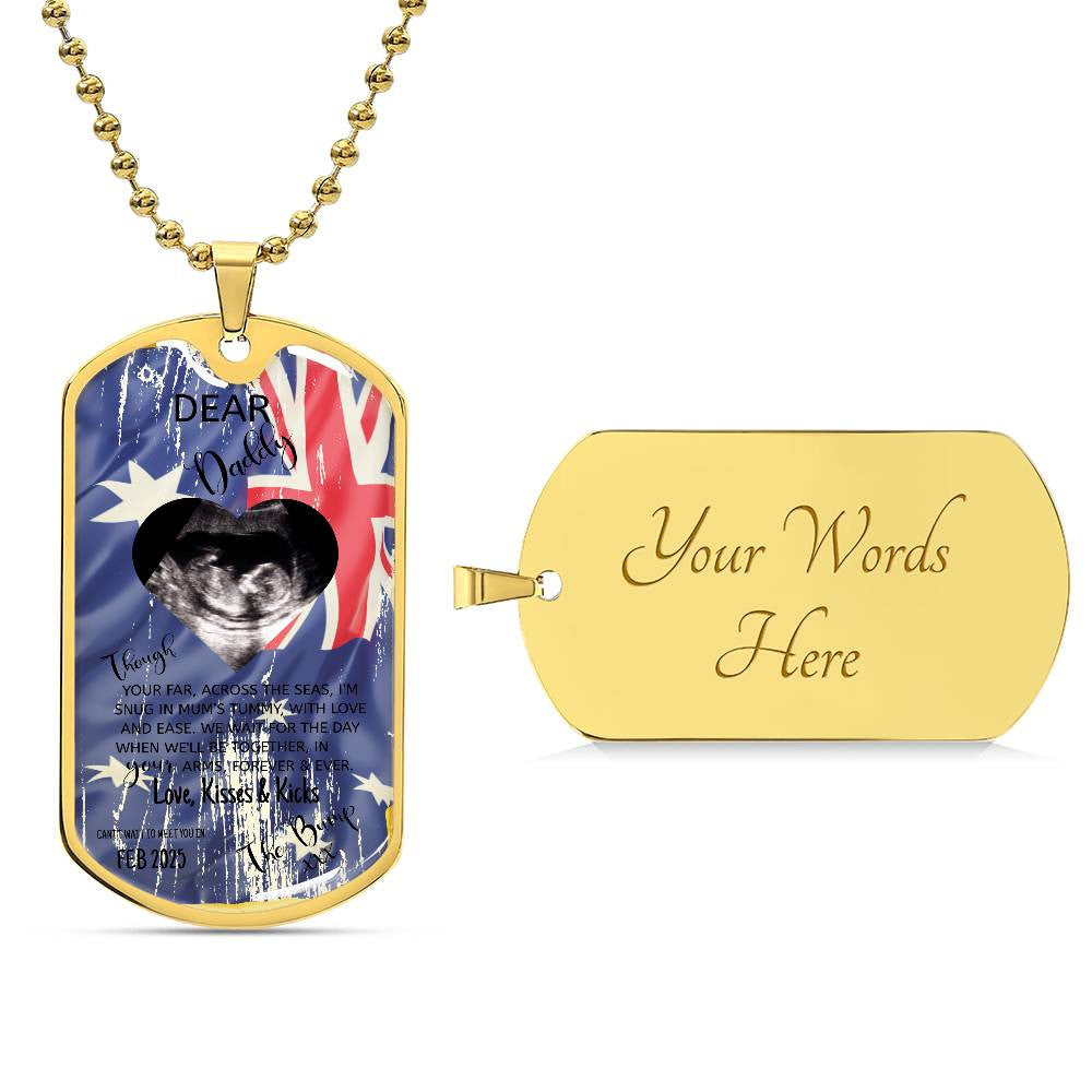 Dog Tag Personalised Dear Daddy Can't Wait to Meet you Pendant