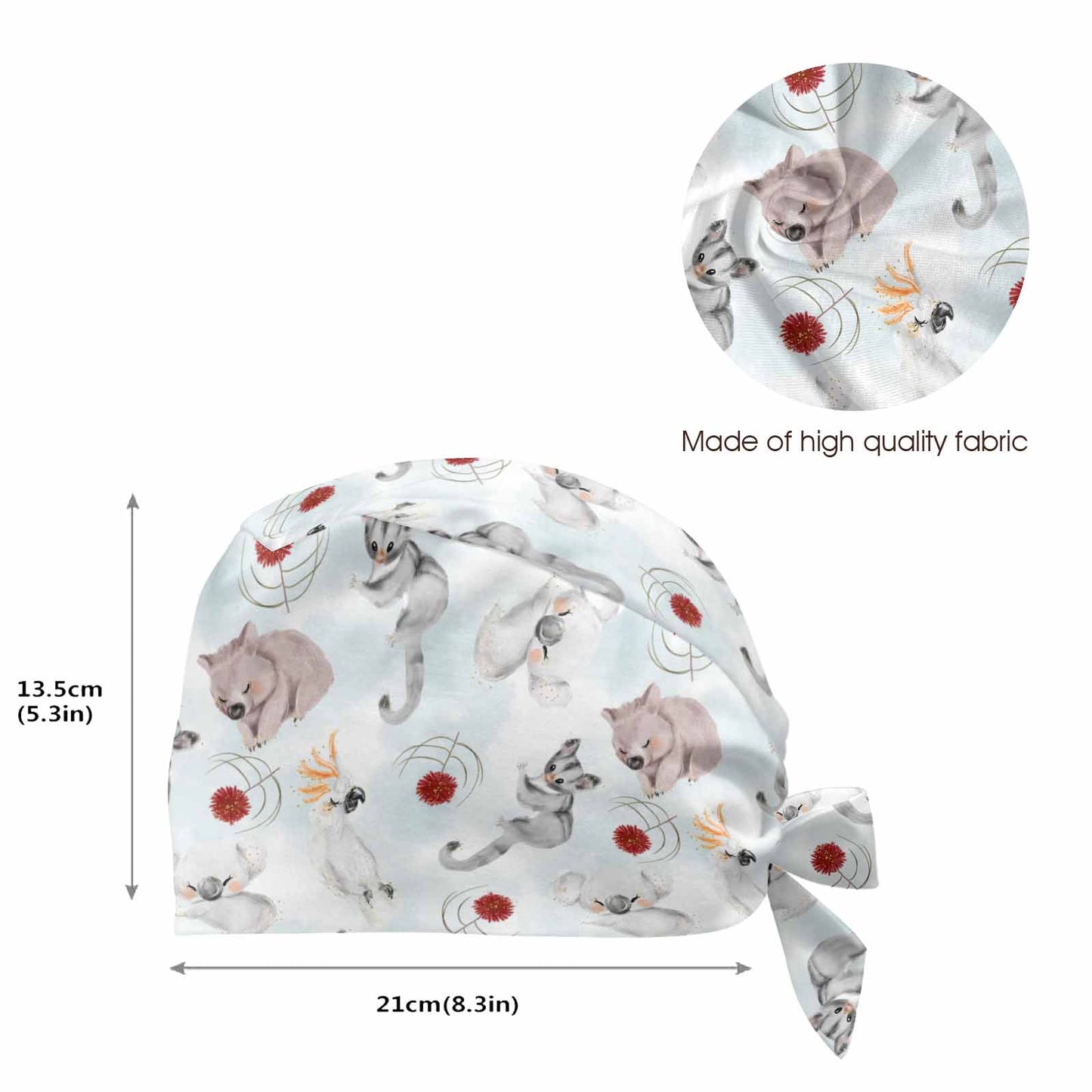 Nurse Scrub Cap Australian Animals Wombat Sugar Glider Koala and Cockatoo  Scrub Cap