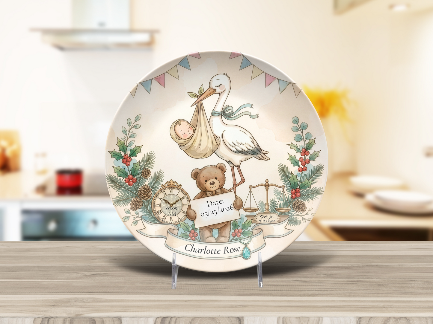 Personalised Baby Keepsake Plate | Birth Details Plate | Newborn Gift | Custom Baby Name Plate | Baby Shower Gift | First Birthday Keepsake