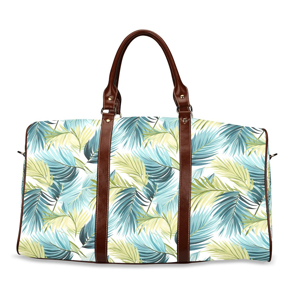 Palm Leaves Blue Greeen Waterproof Travel Bag/Small (Model 1639)