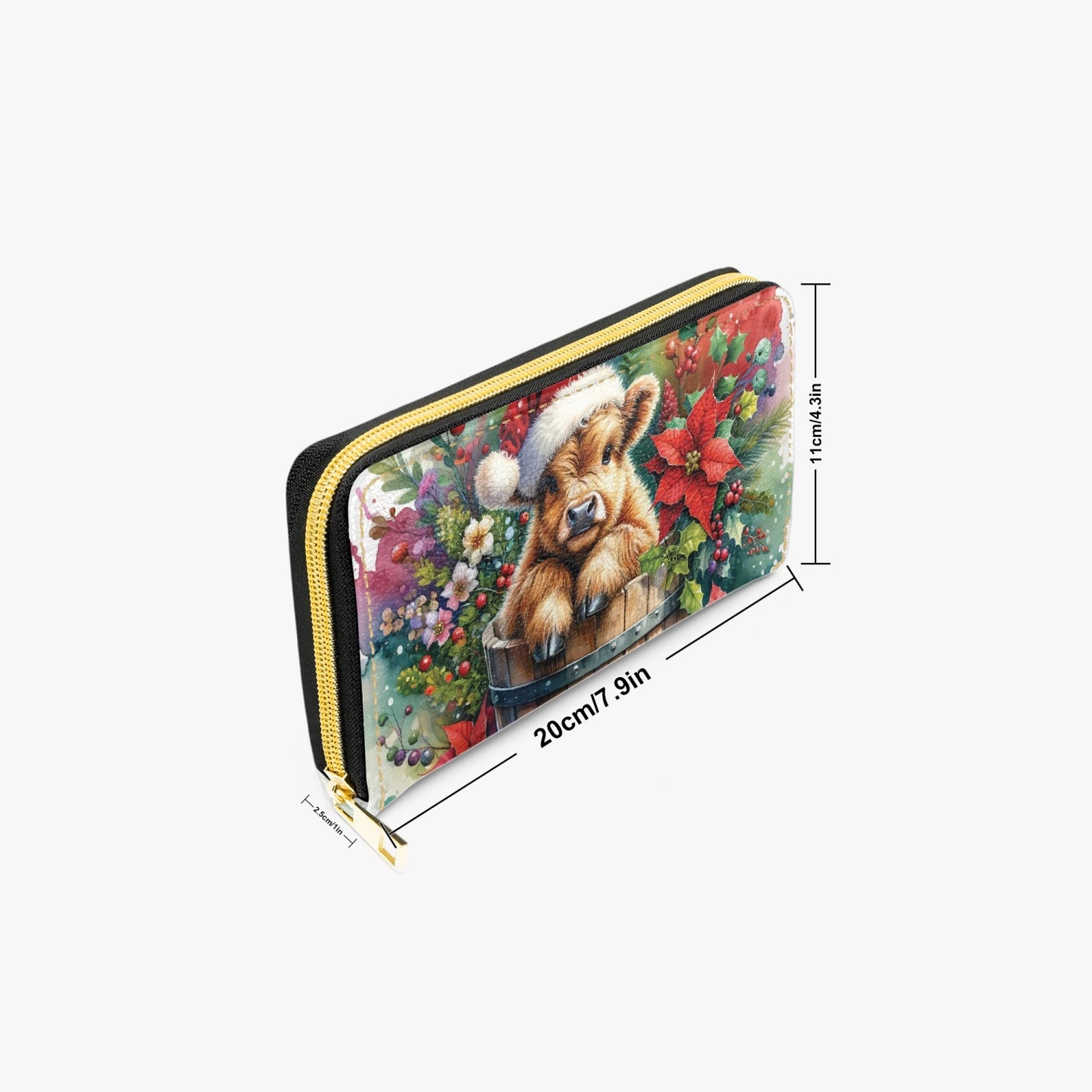 Long Type Zipper Purse - Christmas, Highland Cow