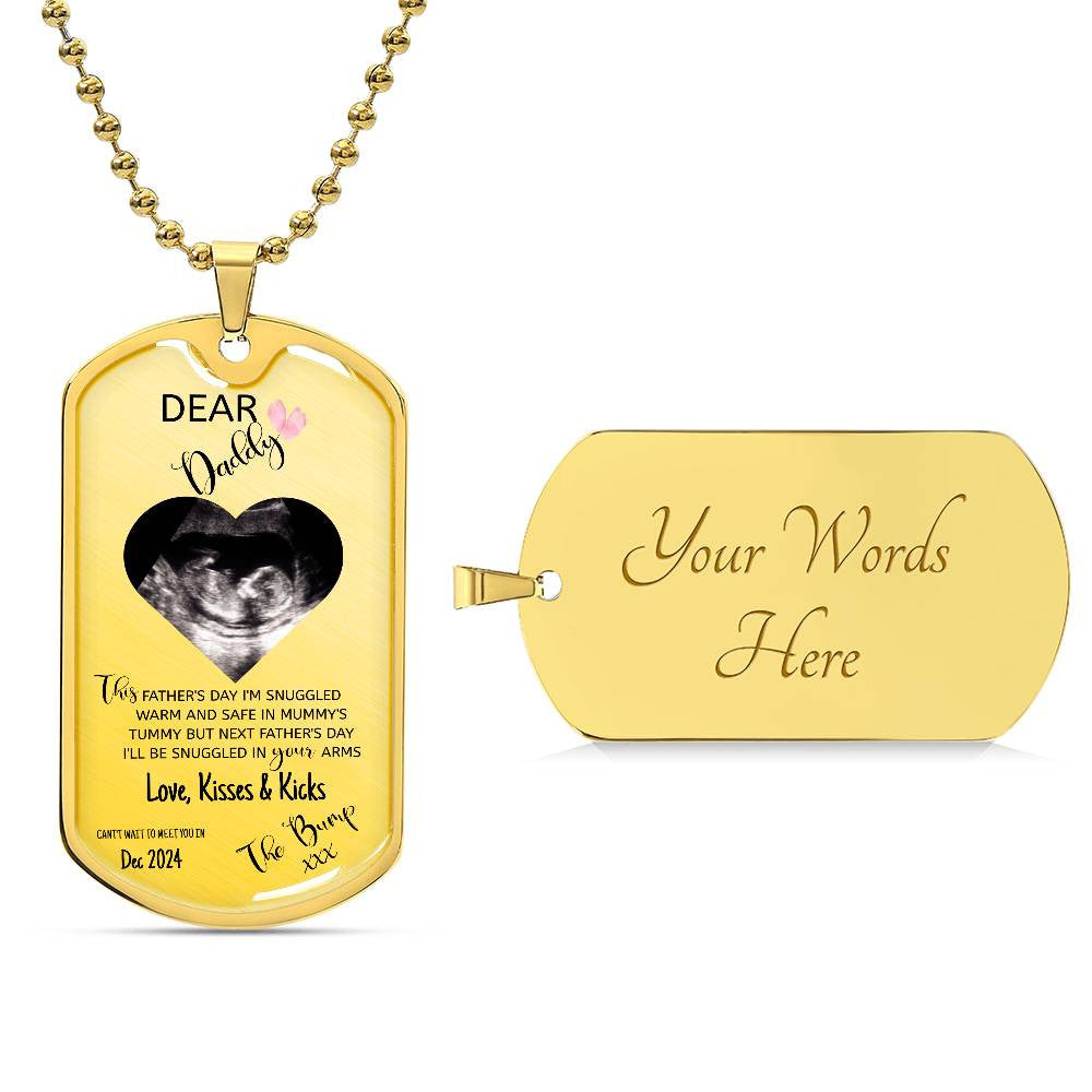 Dog Tag Personalised Dear Daddy Can't Wait to Meet you Pendant