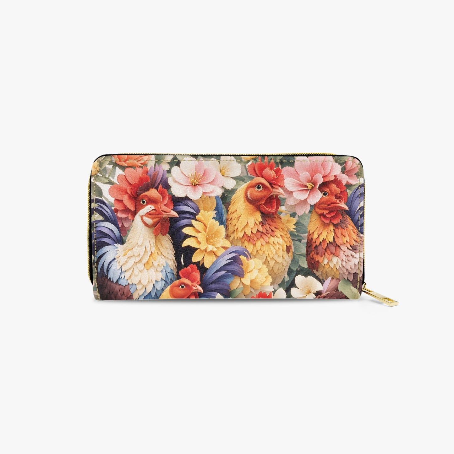 Long Type Zipper Purse - Chickens/Roosters