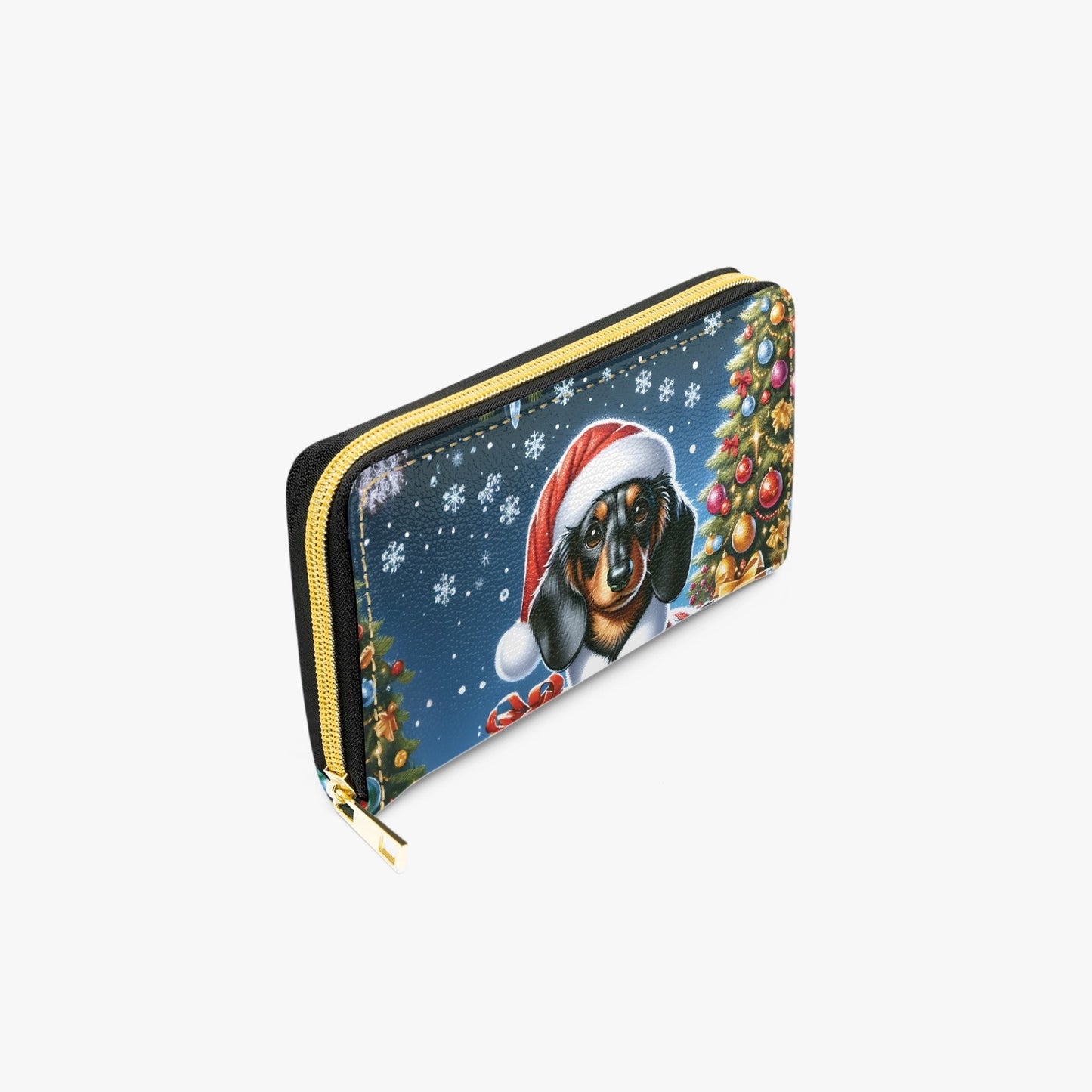 Long Type Zipper Purse, Christmas Dashund. awd-511