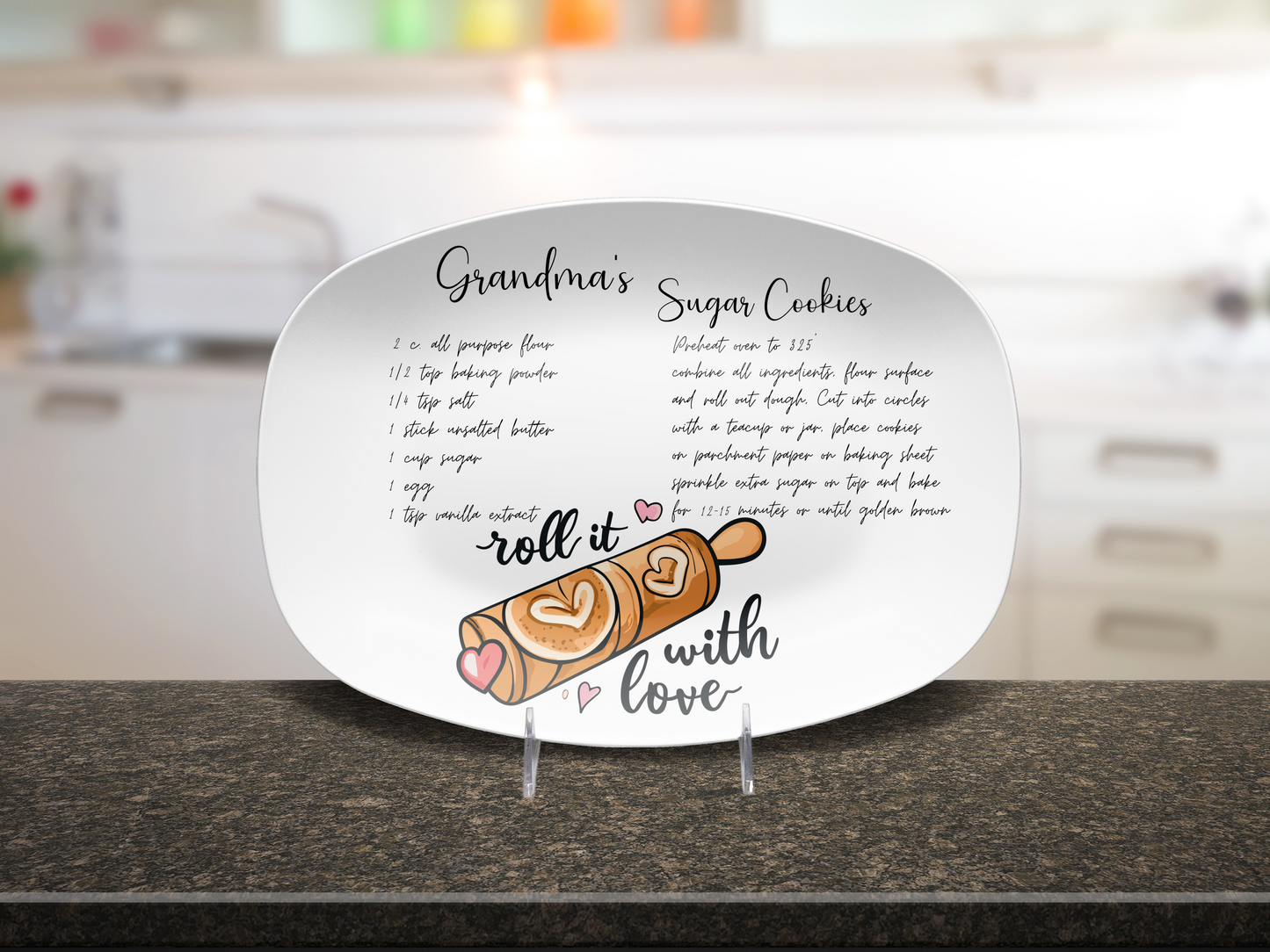 Personalised Handwritten Family Recipe Heirloom Roll it with Love Plate/Platter