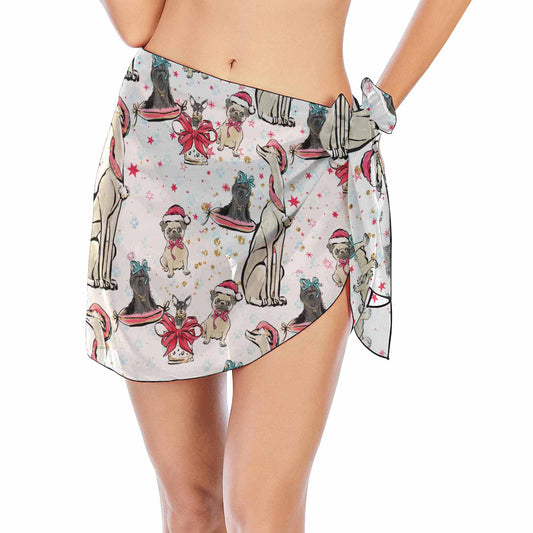 Doggie Christmas  Women's Beach Sarong Wrap