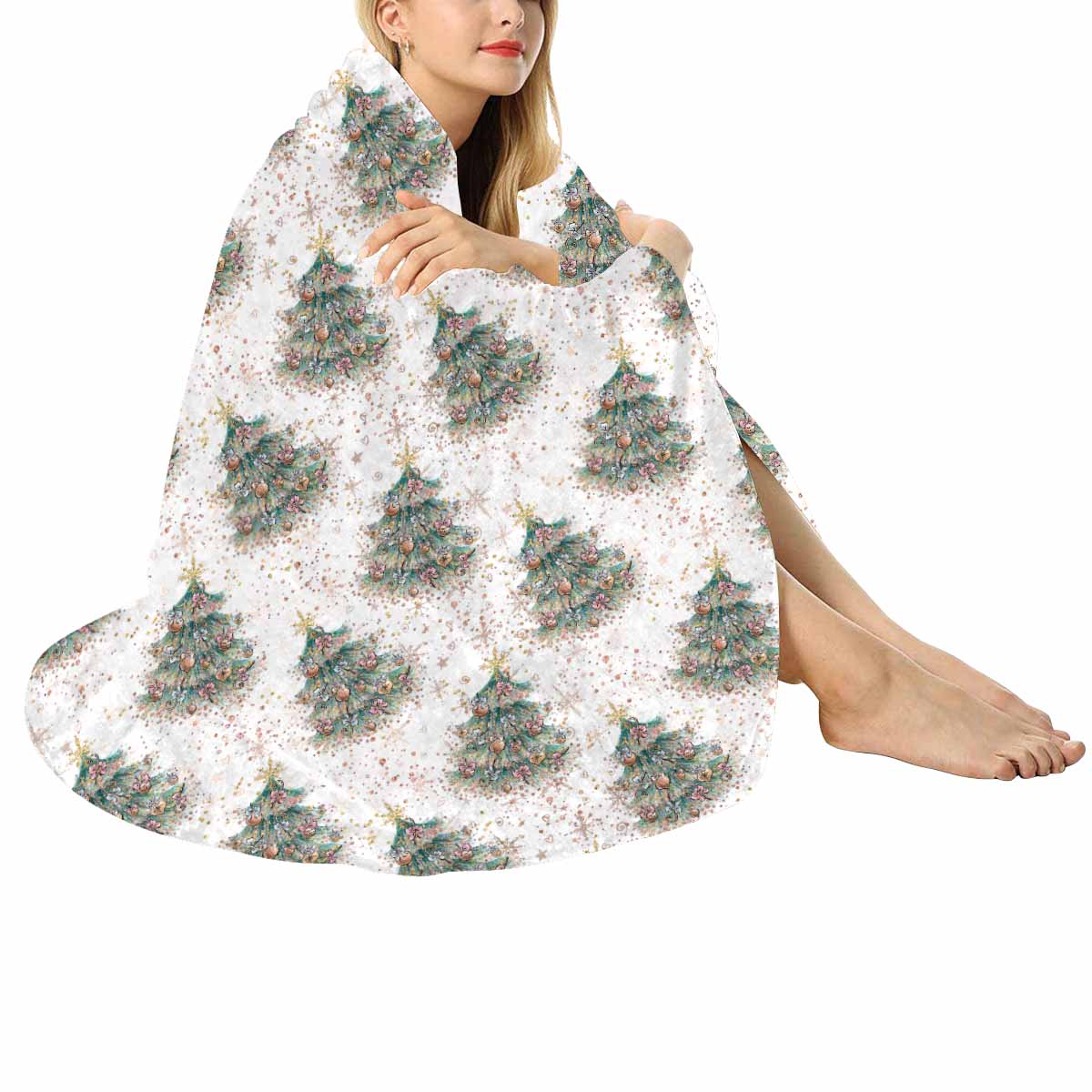 White Christmas Circular Micro Fleece Blanket 60"