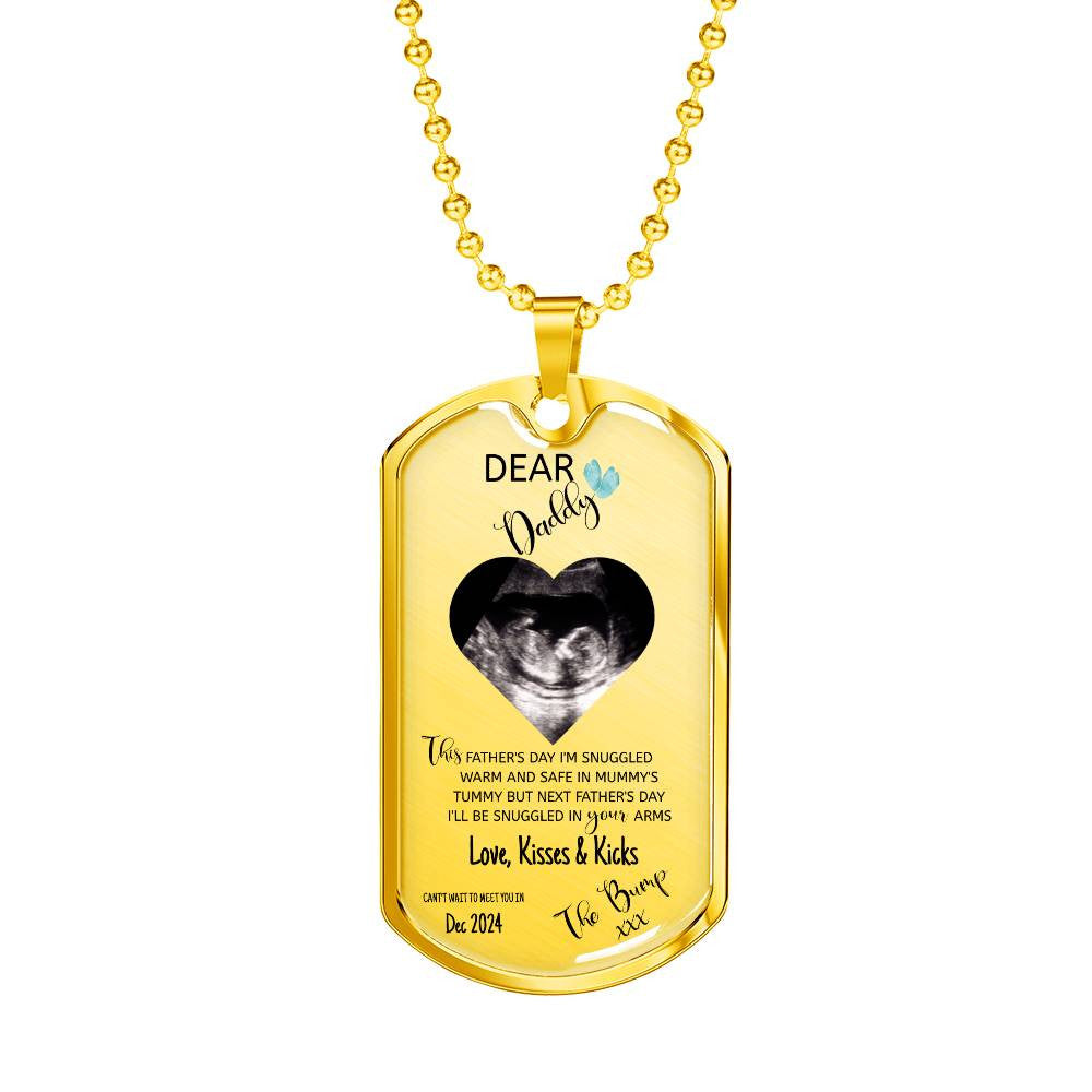 Dog Tag Personalised Dear Daddy Can't Wait to Meet you Pendant