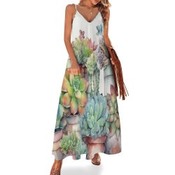 Cactus Garden Spaghetti Strap Ankle-Length Dress Long dress