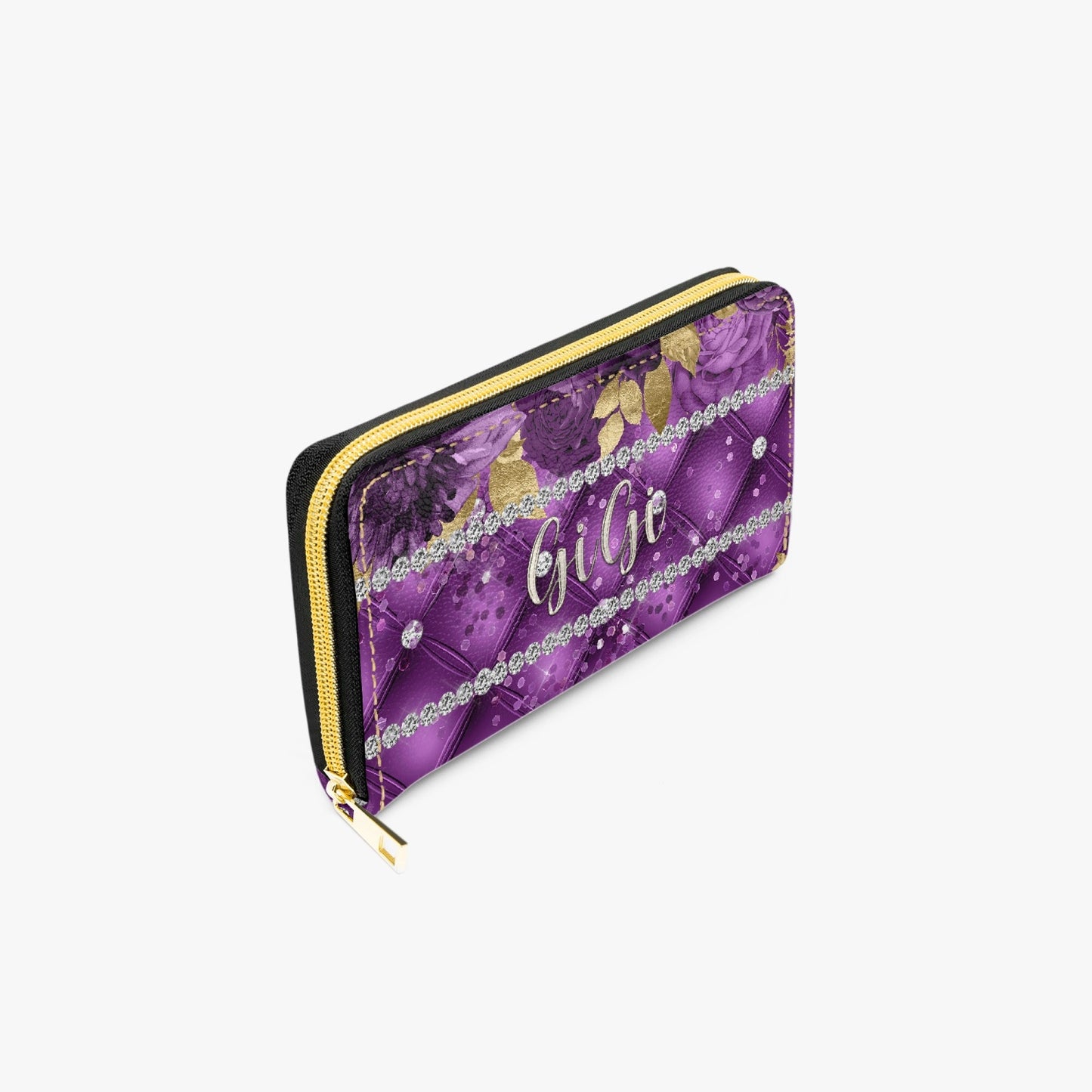 Long Type Zipper Purse - Purple Floral - GiGi