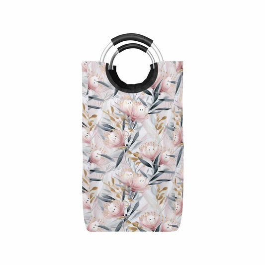 Australian Floral Pink & Grey  Square Laundry Basket