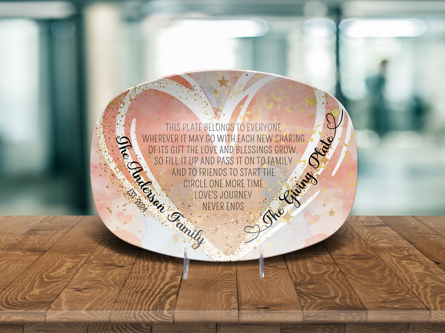 Personalised Heart The Giving Plate Platter, 10"x14" Platter