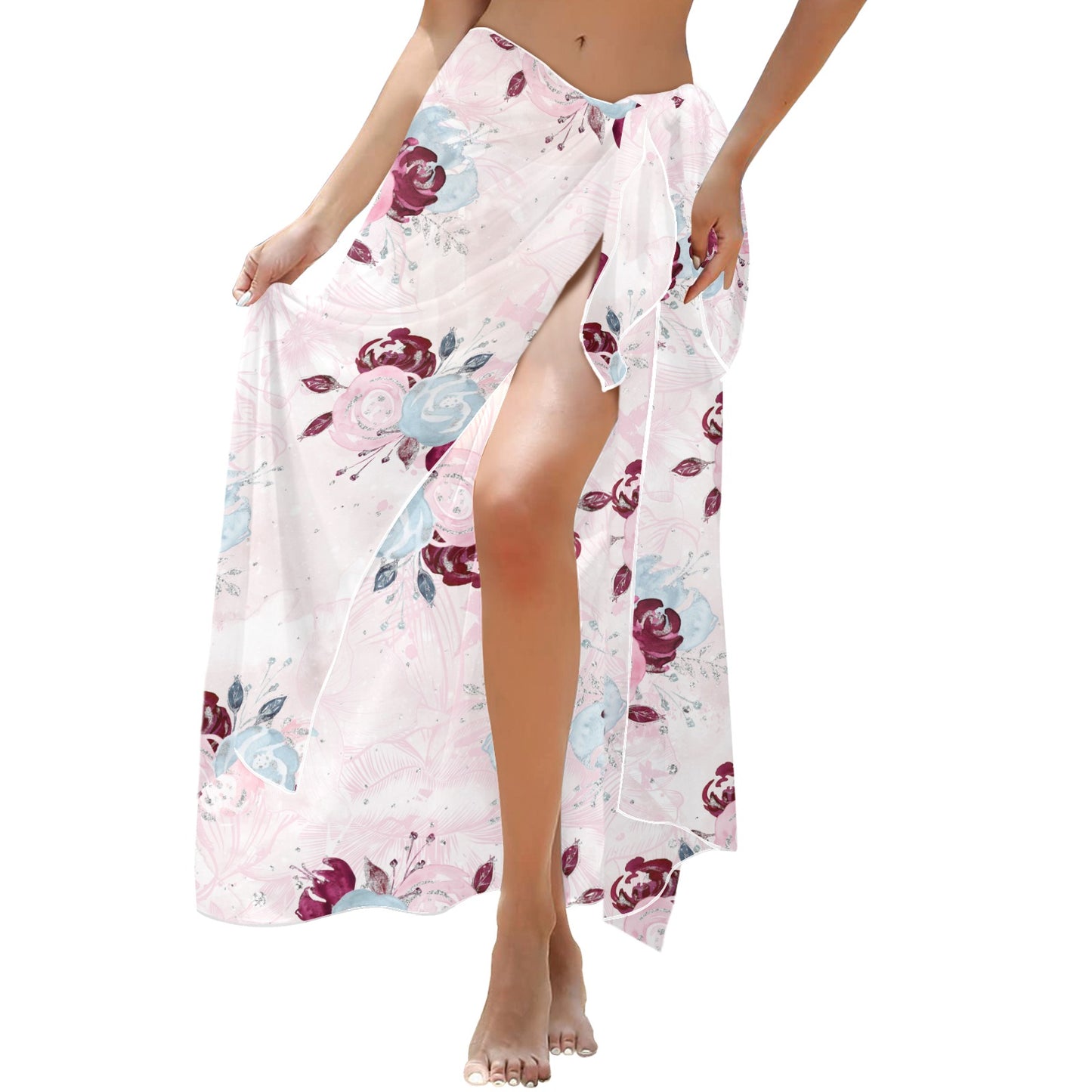 Roses Long Beach Sarong Wrap