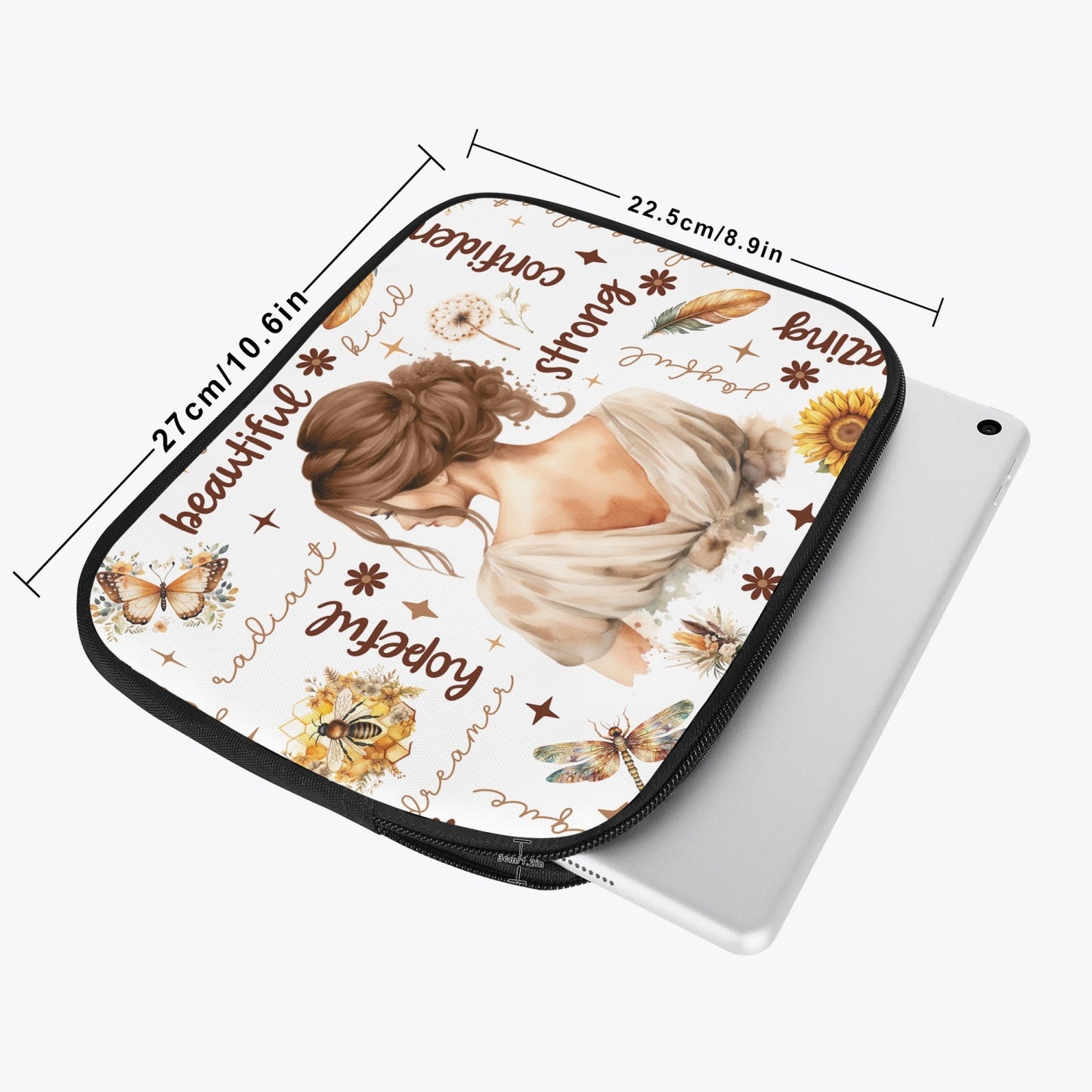 Tablet Sleeve - Affirmations - Brunette Hair