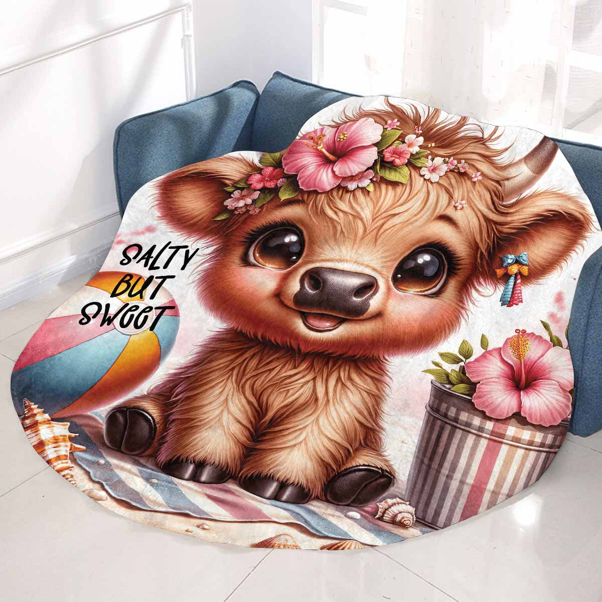 Highland Cow Awd35113  Circular Micro Fleece Blanket 47"