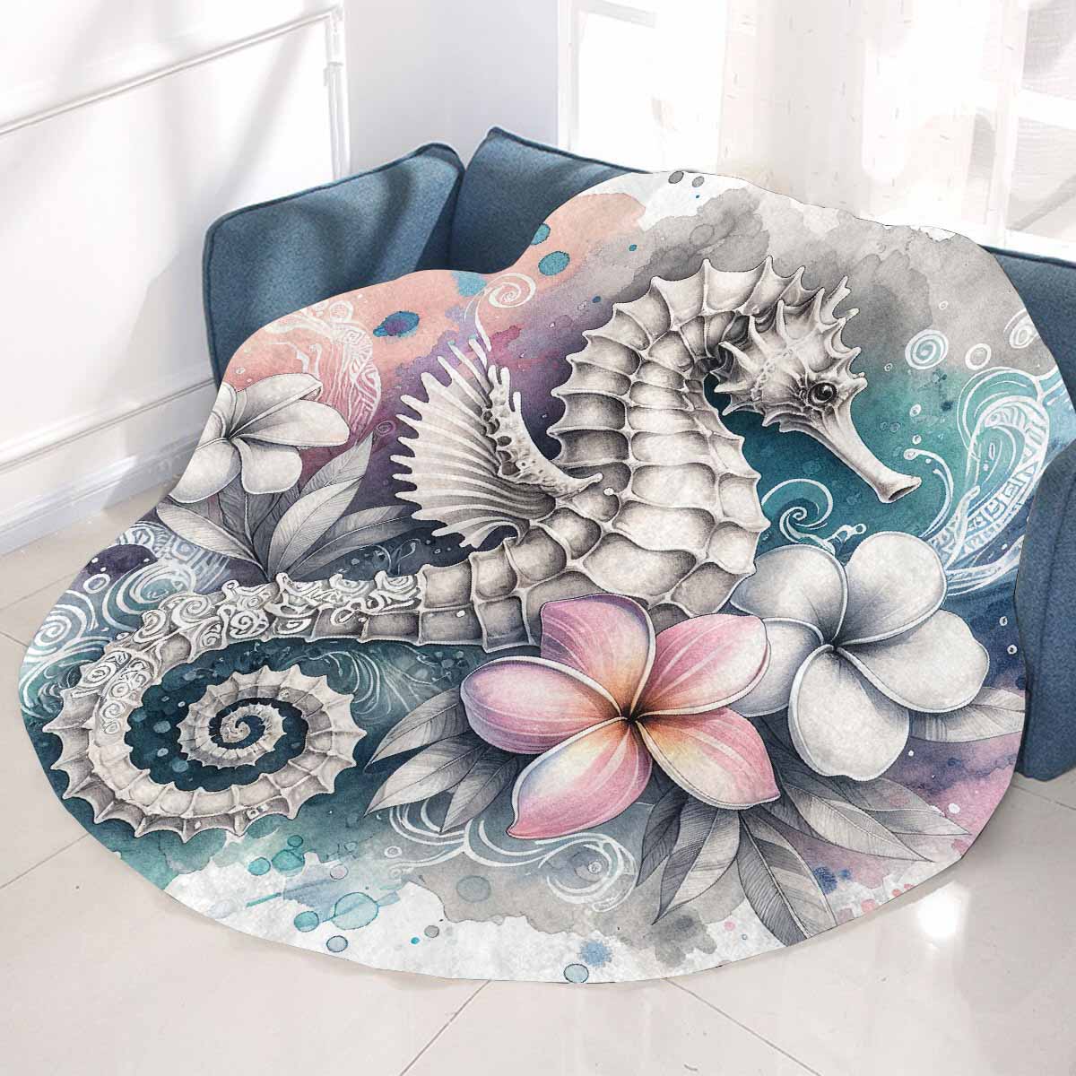 Sea_Animals_Seahorse_Awd351109  Circular Micro Fleece Blanket 47"