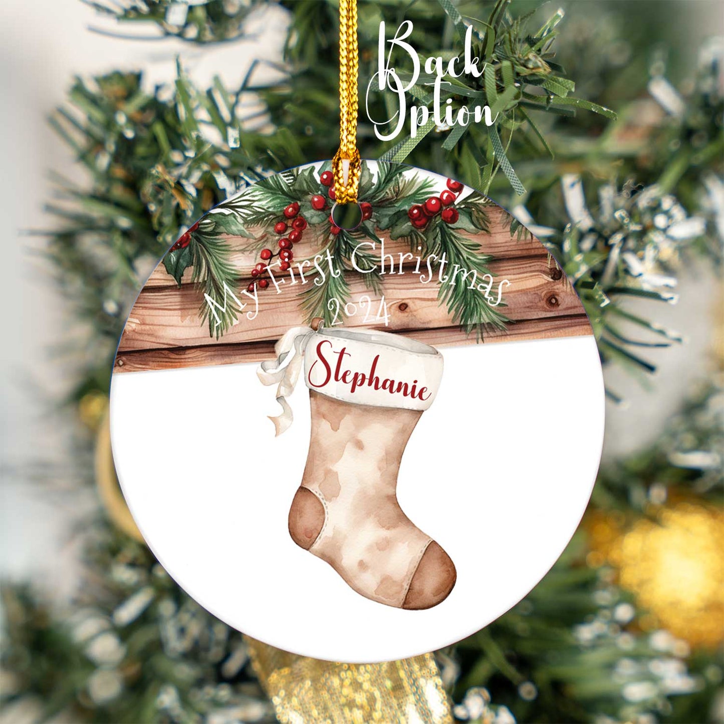 Personalised Stockings Christmas Ceramic Ornament