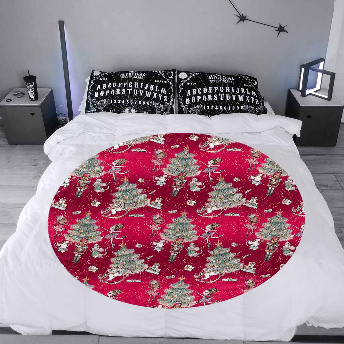 Red Christmas  Circular Micro Fleece Blanket 60"