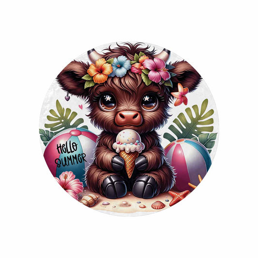 Highland Cow Awd35111  Circular Micro Fleece Blanket 47"