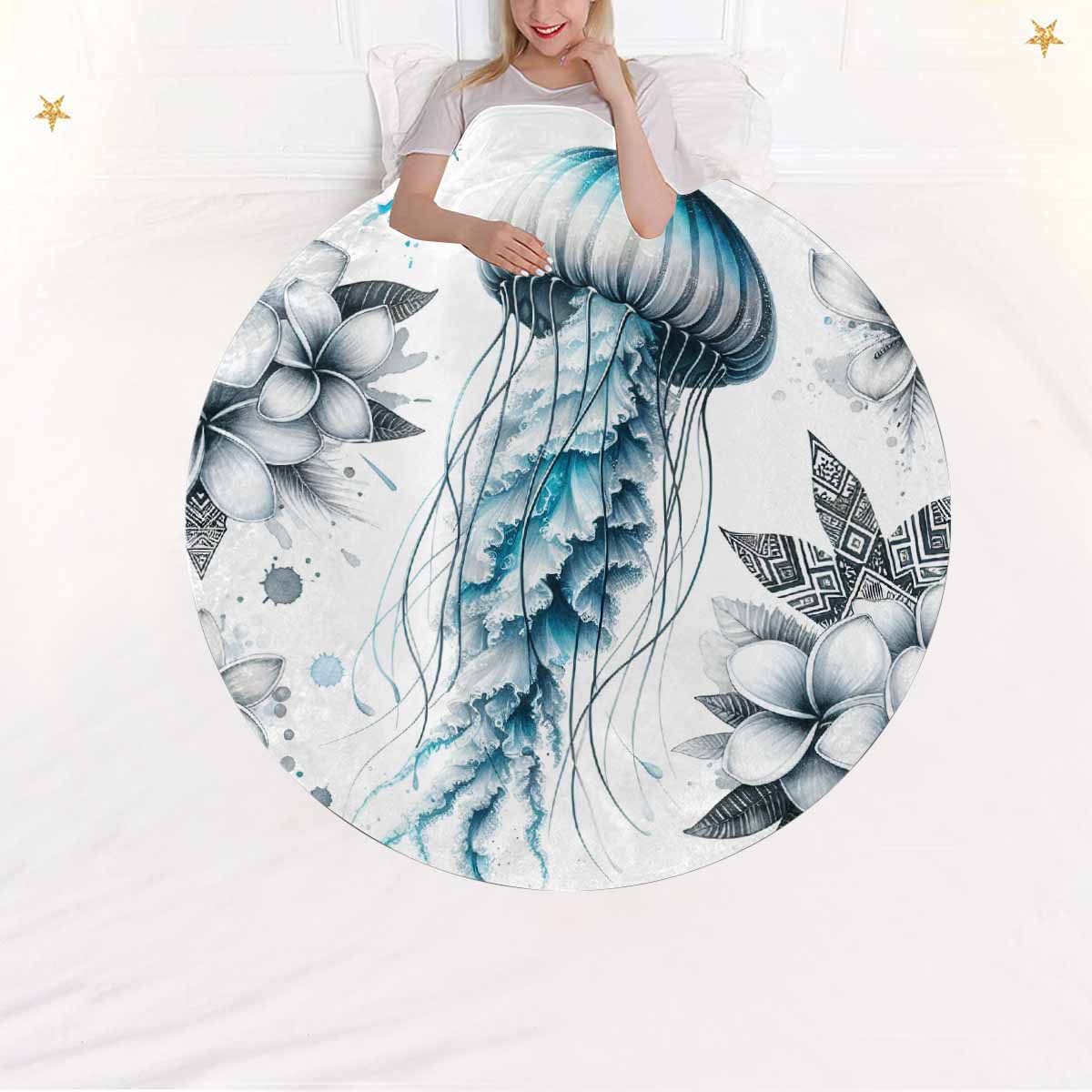Sea_Animals_Jellyfish_Awd351111  Circular Micro Fleece Blanket 60"
